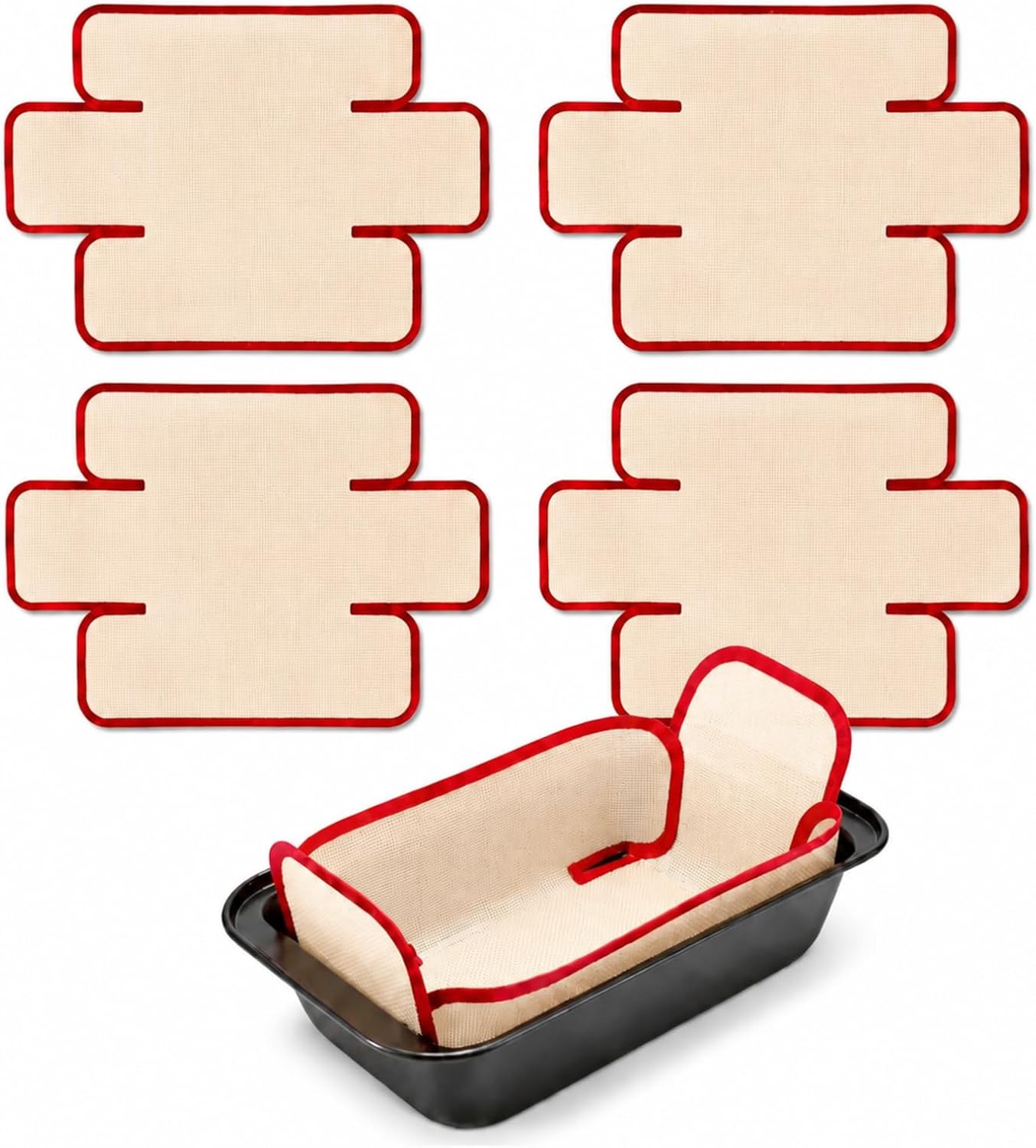 4 Pcs Silicone Loaf Pan Liners Fits 8x5, 9x5, 9.5x5 Inch Pans
