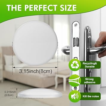 White Door Stoppers for Wall, 3.15 Self-Adhesive Door Knob Wall Protectors, 6 Pack Door Handle Stoppers, Door Bumpers to Prevent Scratches on Walls & Doors
