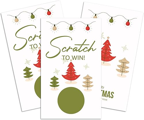Tarjetas de Navidad para raspar (paquete de 50) juegos de rascar para fiestas de Navidad para eventos de vacaciones, grupos, niños, juego de fiesta