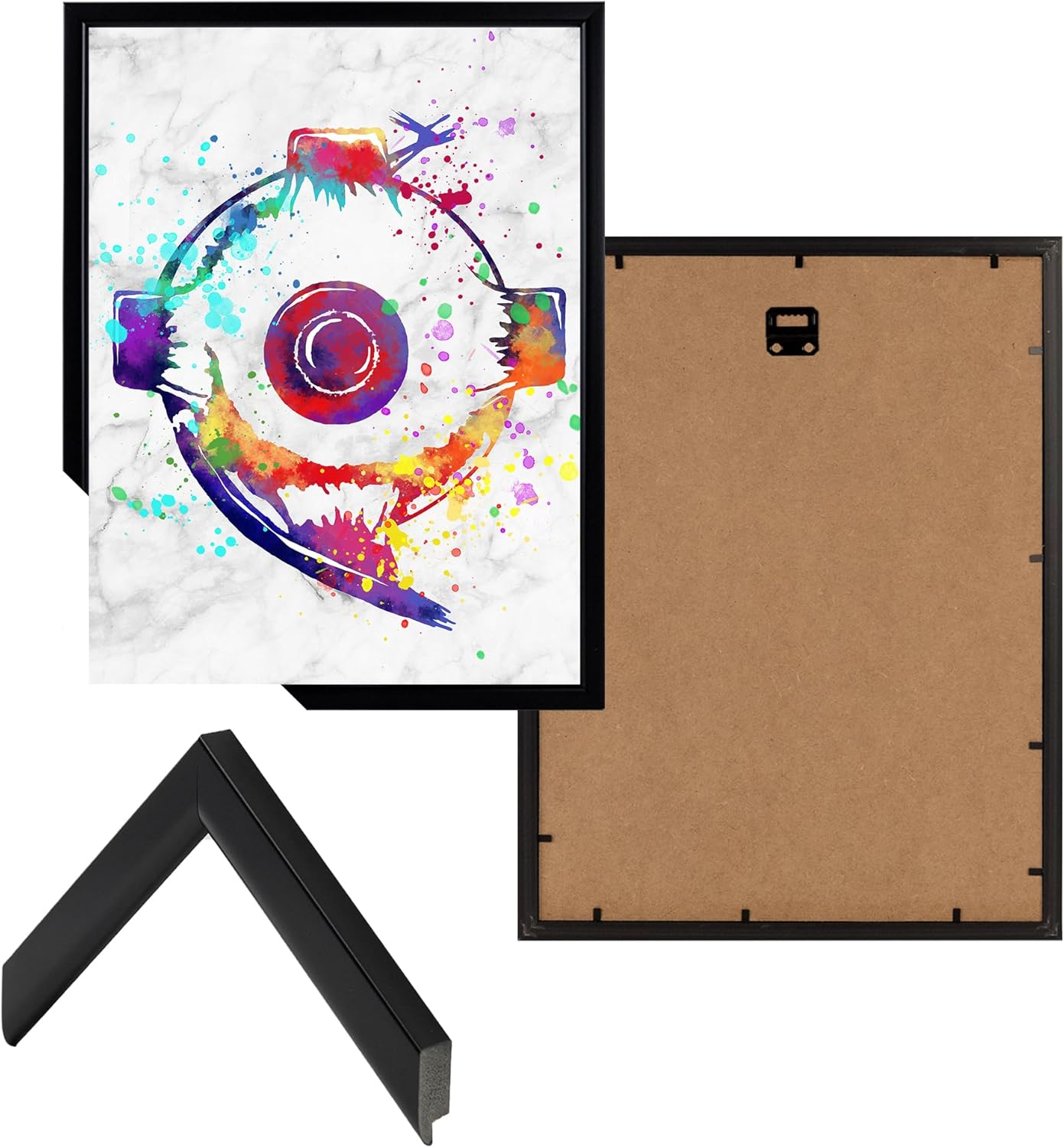 KREATIVE ARTS 3 Piece Eye Anatomy Canvas Wall Art Abstract Watercolor Poster Optometry Office Decor Colorful Eye Chart Painting Set for Doctor Office12x16 Inch Framed