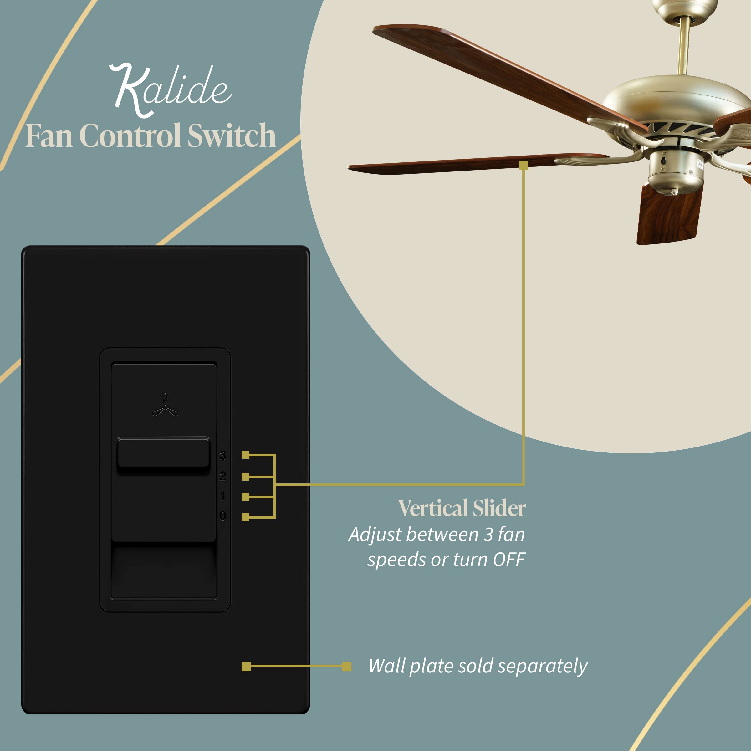 Kalide Fan Speed Control Switch, 3Speed Fan Wall Switch