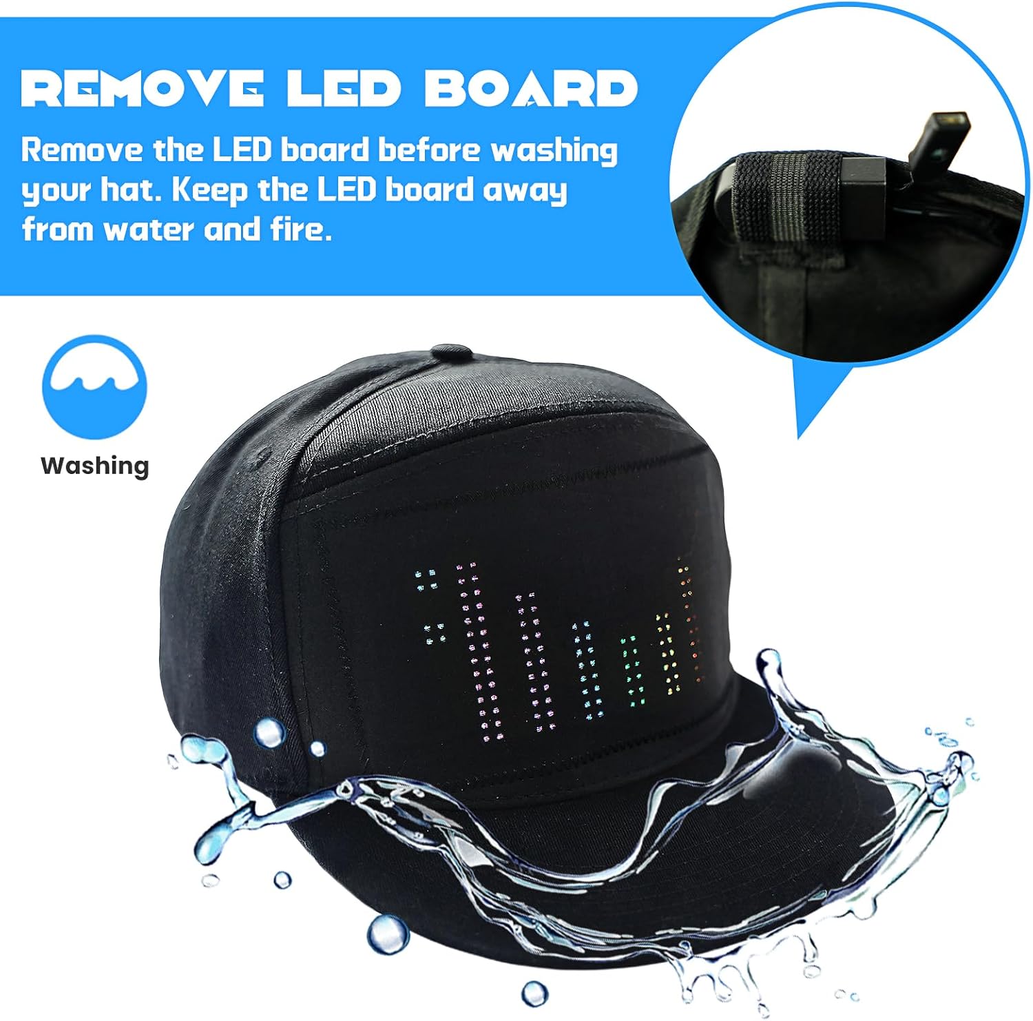 LED Display Up Baseball Cap with Bluetooth - Personalized Messages for Parties, Birthdays, Gifts - Image 8