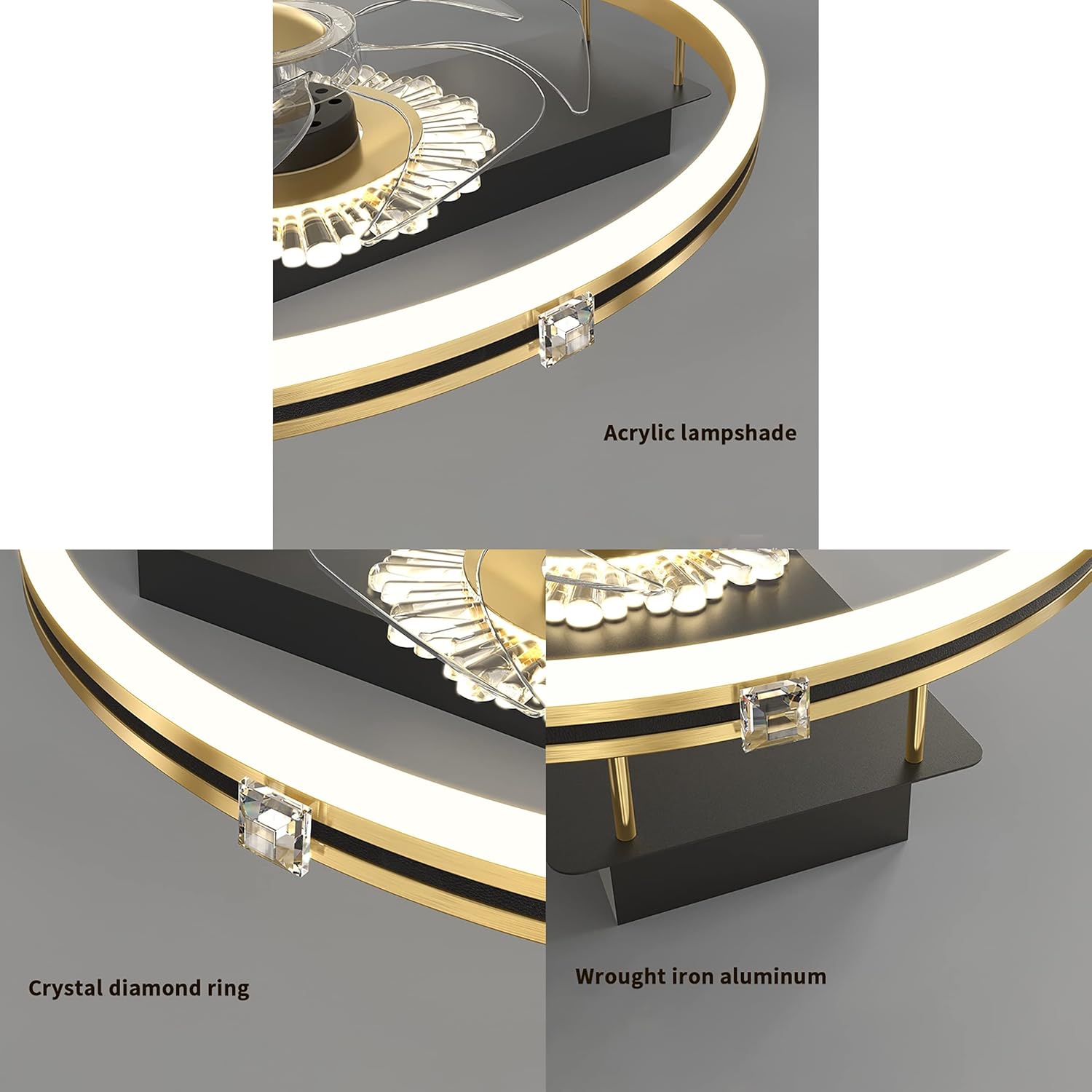 YUEGOO Fan with Ceiling Light,3 Colors Dimmable Silent Remote Control Indoor 3 Speed Bedroom Small Fan Ceiling Lights with Timer Dining Room Lounge Fan with Ceiling Light/D/B