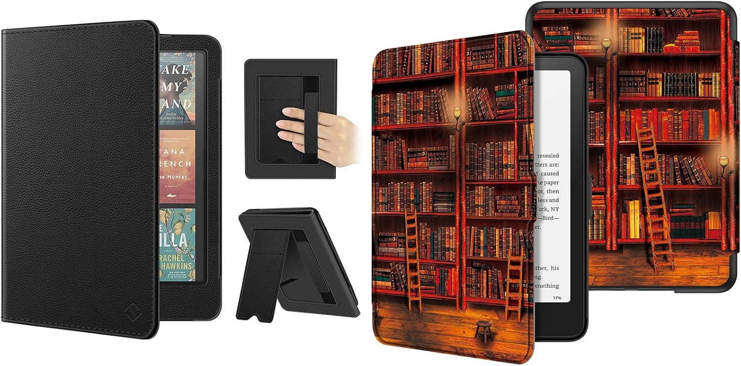 Fintie Case for 7" All-New Kindle Paperwhite 12th Generation 2024 and Kindle Colorsoft Signature Edition, Slim Foldable Stand Case + Slim Lightweight Shell PU Leather Cover, Auto Wake/Sleep