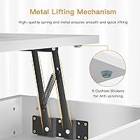 Vista 6 de NOBLEWELL Mesa de centro elevable con compartimento de almacenamiento y estantes abiertos separados, mesa de centro desplegable para sala de estar