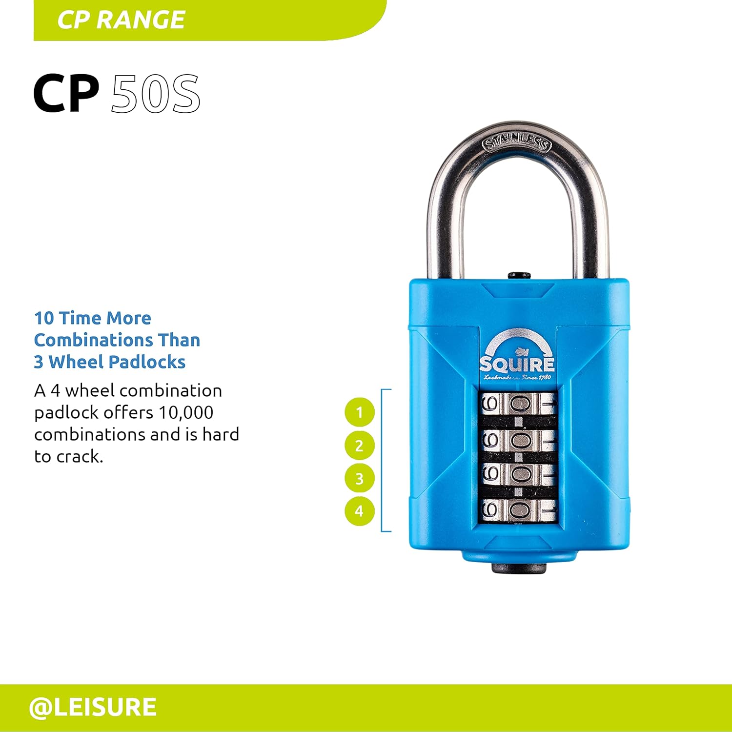 Squire Heavy Duty Padlock (CP50S Marine) Toughest Steel Shackle 4