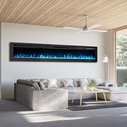 Miniatura 6 de EROMMY Insertos de chimenea eléctrica de 100 pulgadas calentador de chimenea empotrado y montado en la pared chimenea lineal silenciosa con