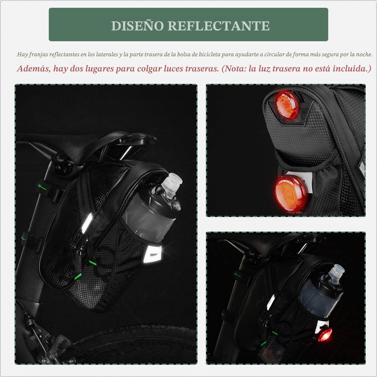 ROCKBROS Bolsa Sillín de Bicicleta, Alforja Asiento Grande Multifunción para Bidón, para MTB Bicicleta Carretera