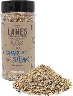 BBQ Shake and Steak Rub, 8 oz - All Natural Steak Seasoning for Grilling, Prime Rib Rub & Meat Seasoning for Ribeye, Chicken, & Burgers - Garlic, Herbs & Flake Salt - Sugar Free, Gluten Free