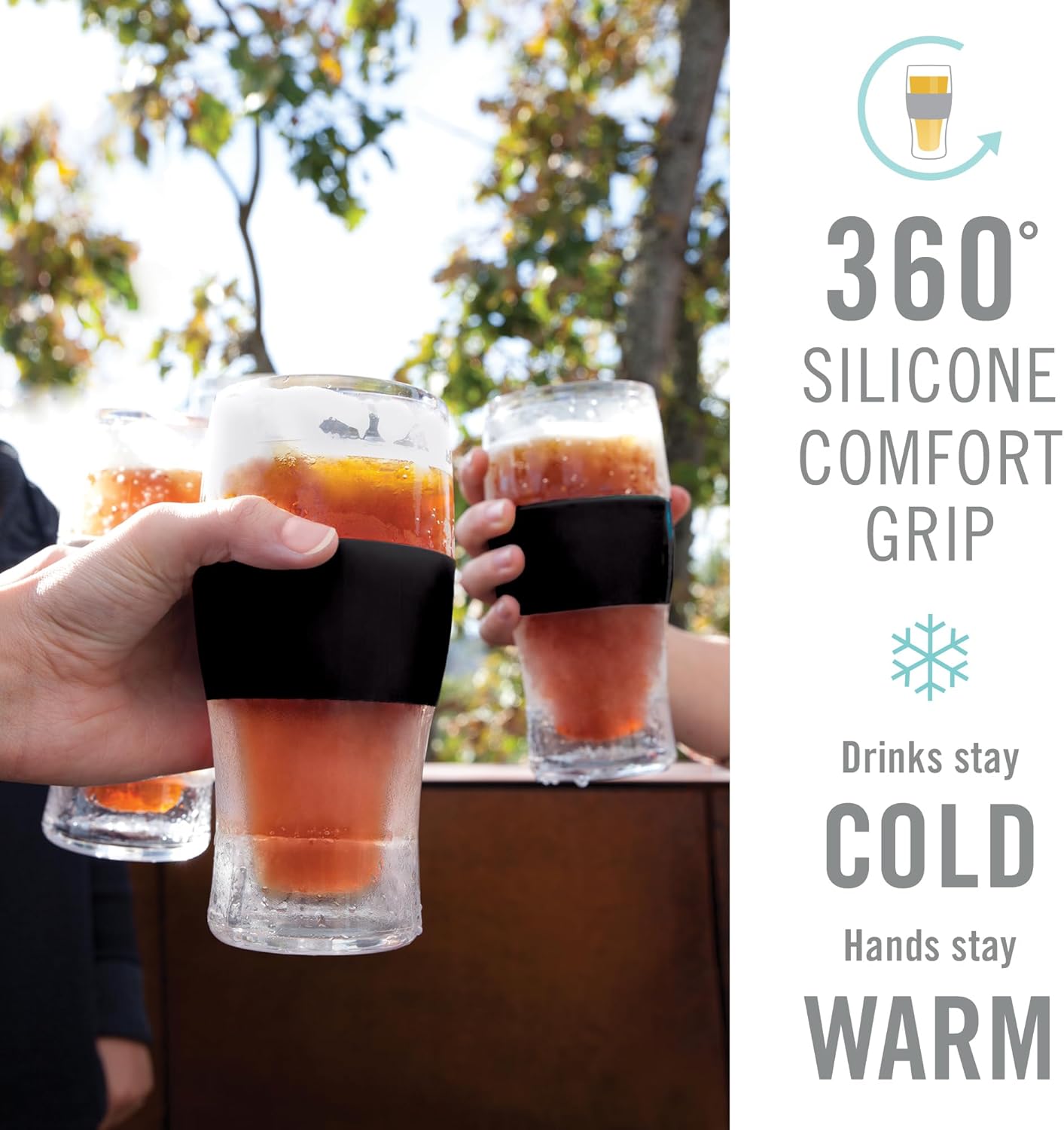 Host FREEZE Beer Glasses, Frozen Beer Mugs, Freezable Pint Glass Set, Insulated Pint Glass to Keep Your Drinks Cold, Double Walled Insulated Glasses, Tumbler for Iced Coffee, 16oz, Set of 2, Black - Image 7