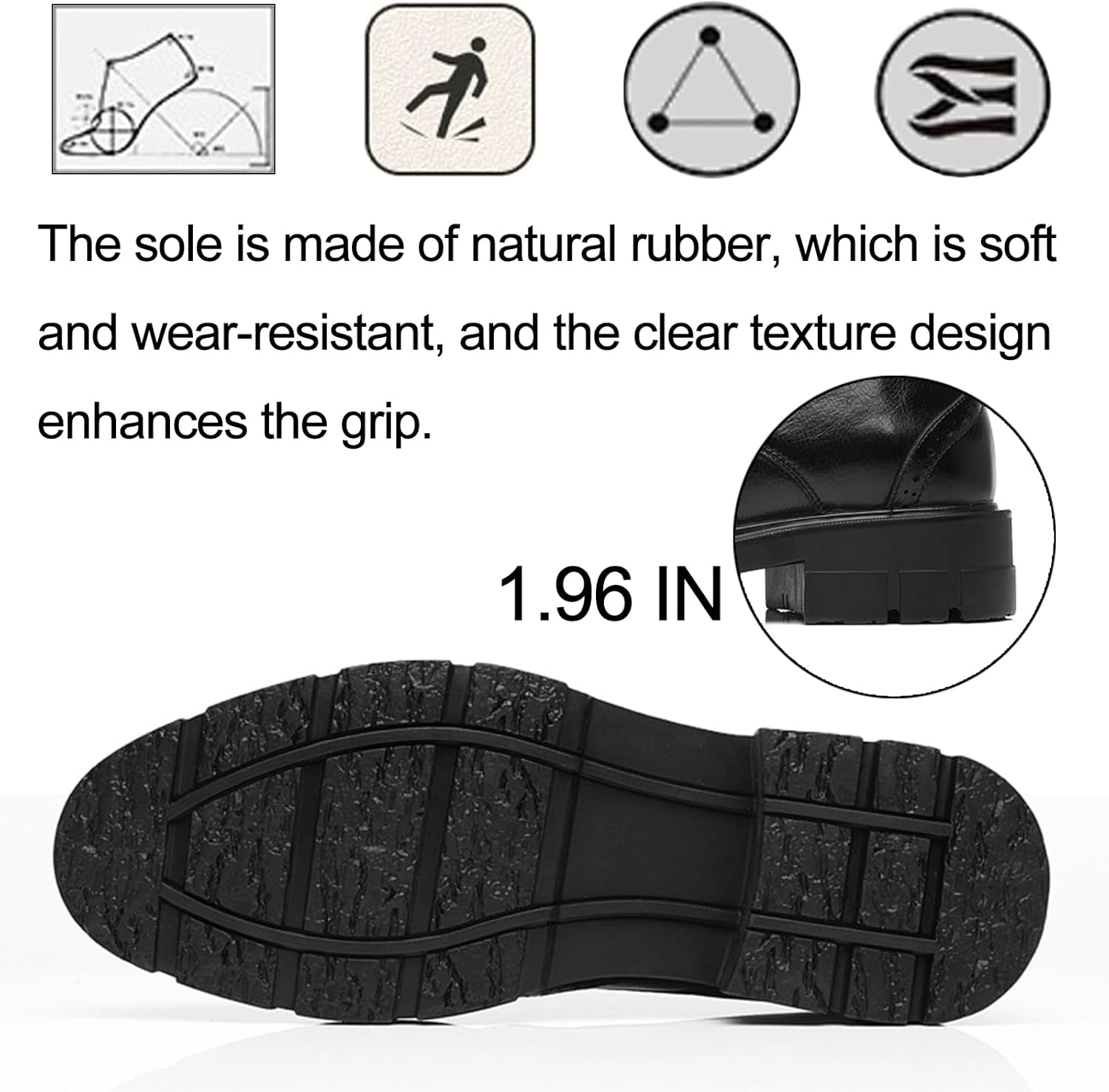 Men's Leather Platform Lace Up Wingtip Oxford Shoes Comfort Breathable Lug Sole Brogue Dress Shoes Casual Business Work Shoes - Image 6
