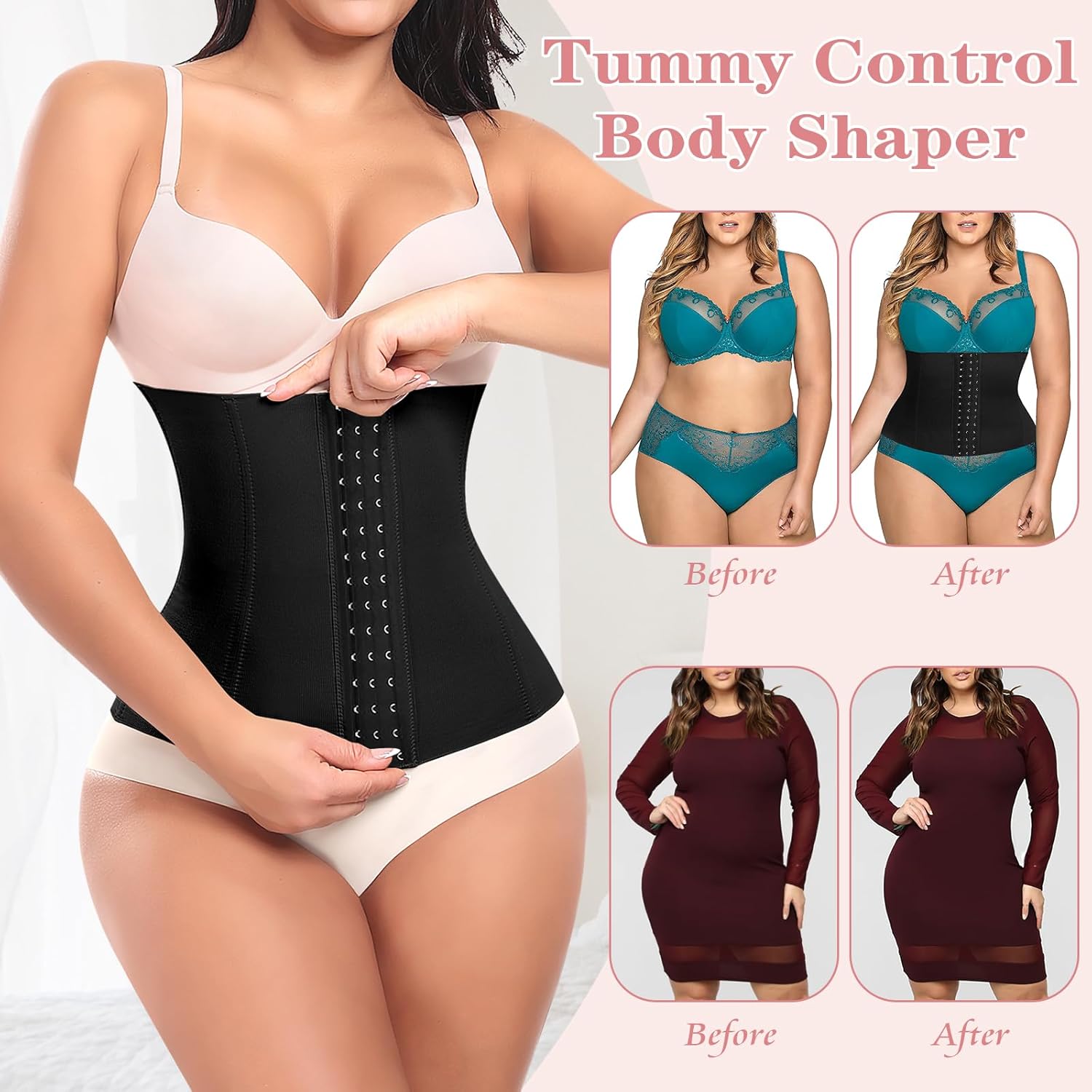 Werena Waist Trainer for Women Corset Shapewear Tummy Control Slimming Body Shaper Girdle Waist Cincher Belly Band - Image 5