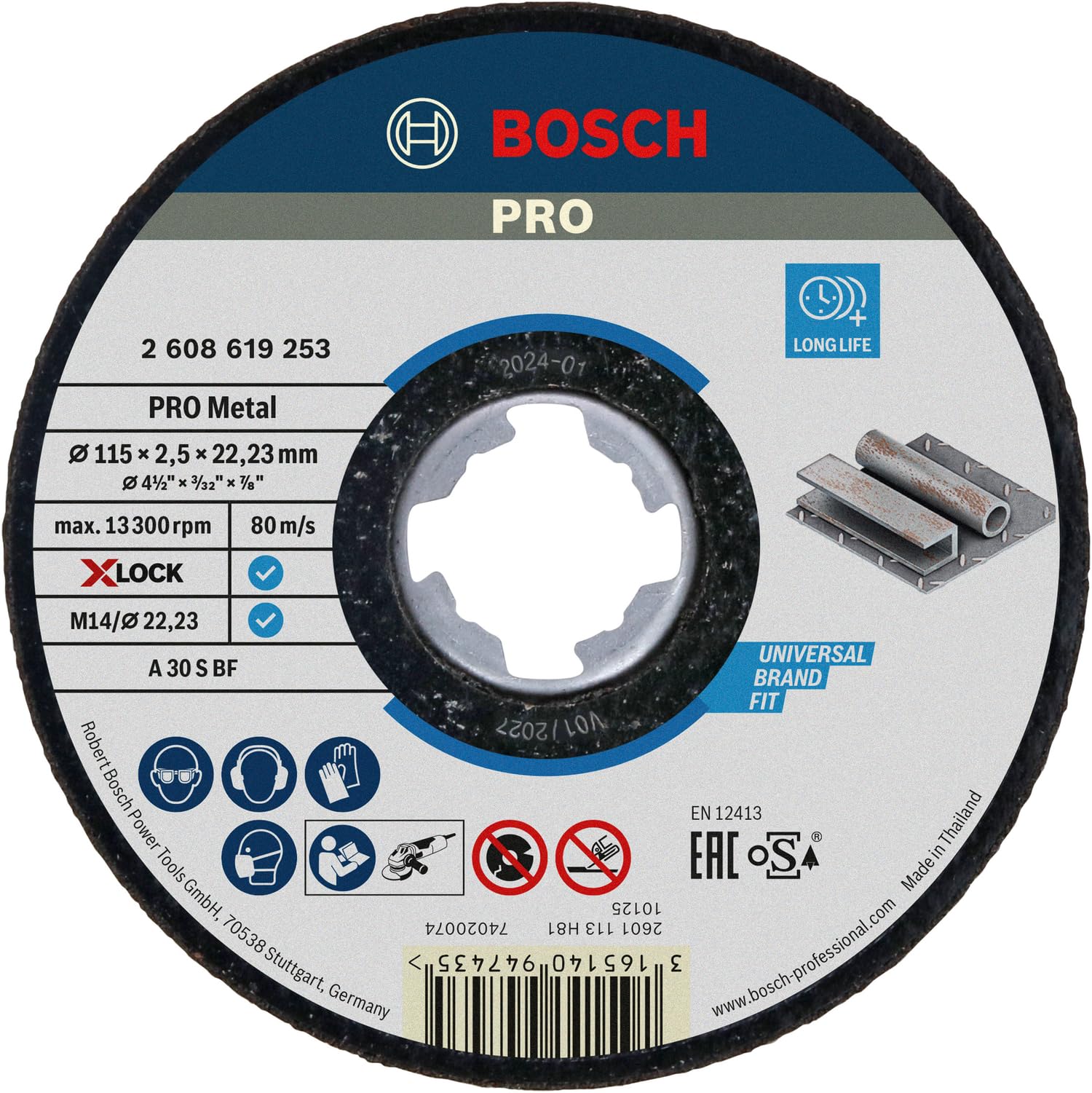 Bosch PRO X Lock Metal Cutting Disc 115mm 2.5mm 22mm