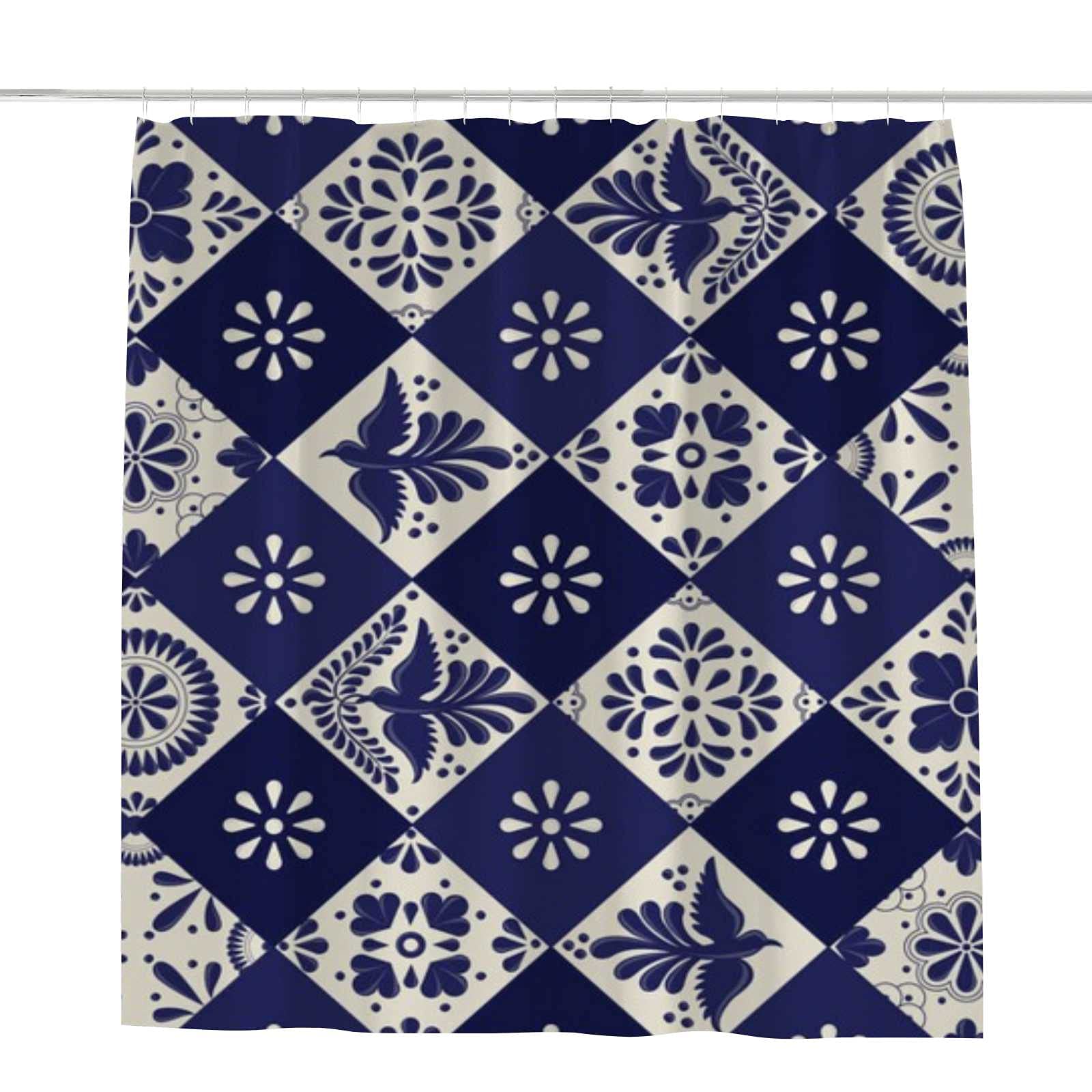 Rideau de douche mexicain Talavera pour décoration de salle de bain