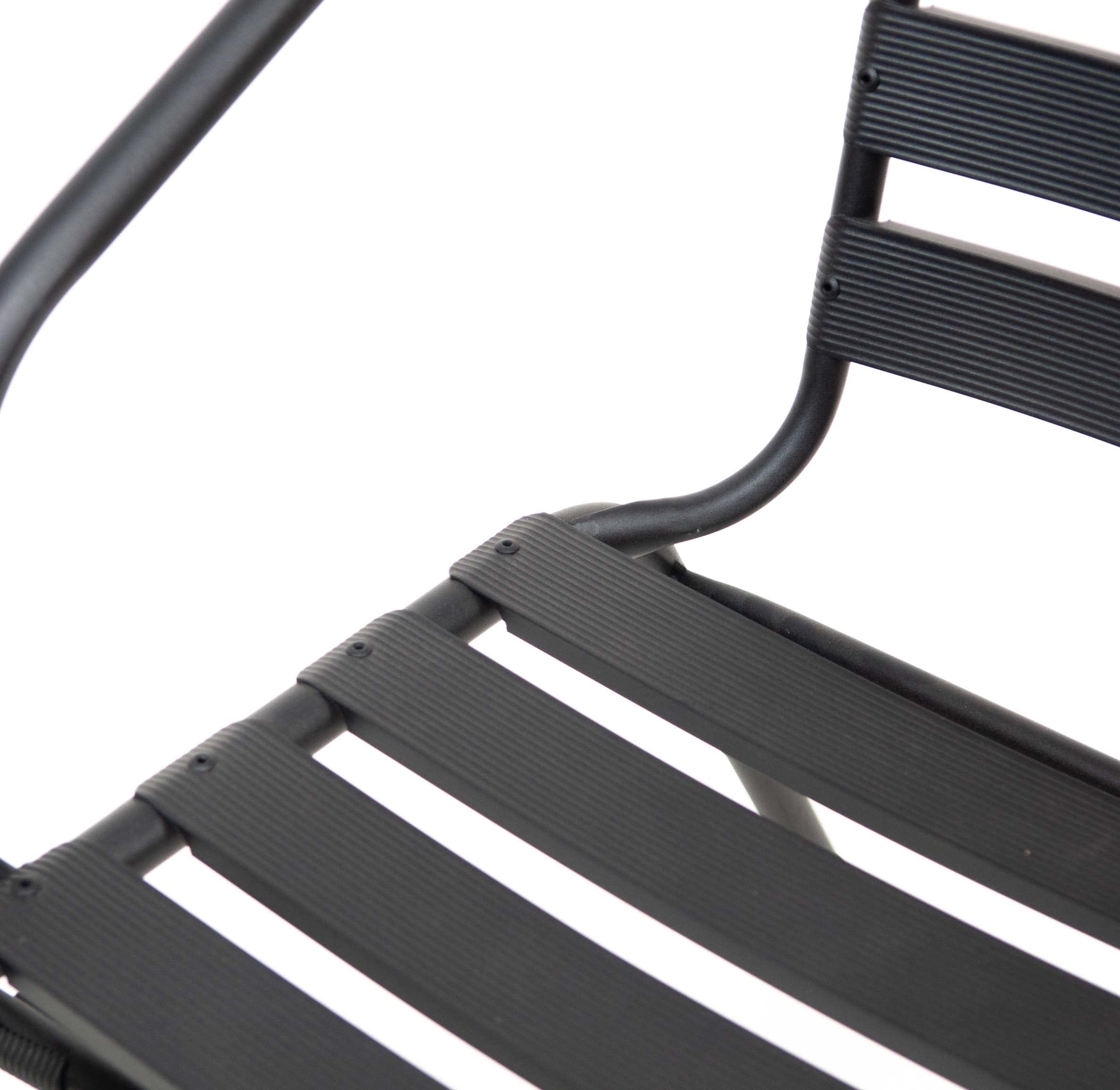 The Secret Home - Pack de 2 Sillas de Aluminio con Reposabrazos para Jardín - Asiento de Exterior Ideal para Balcón, Terraza y Jardín - Apilables - Alto: 73 cm x Largo: 57 cm x Profundo: 54 cm - Negro