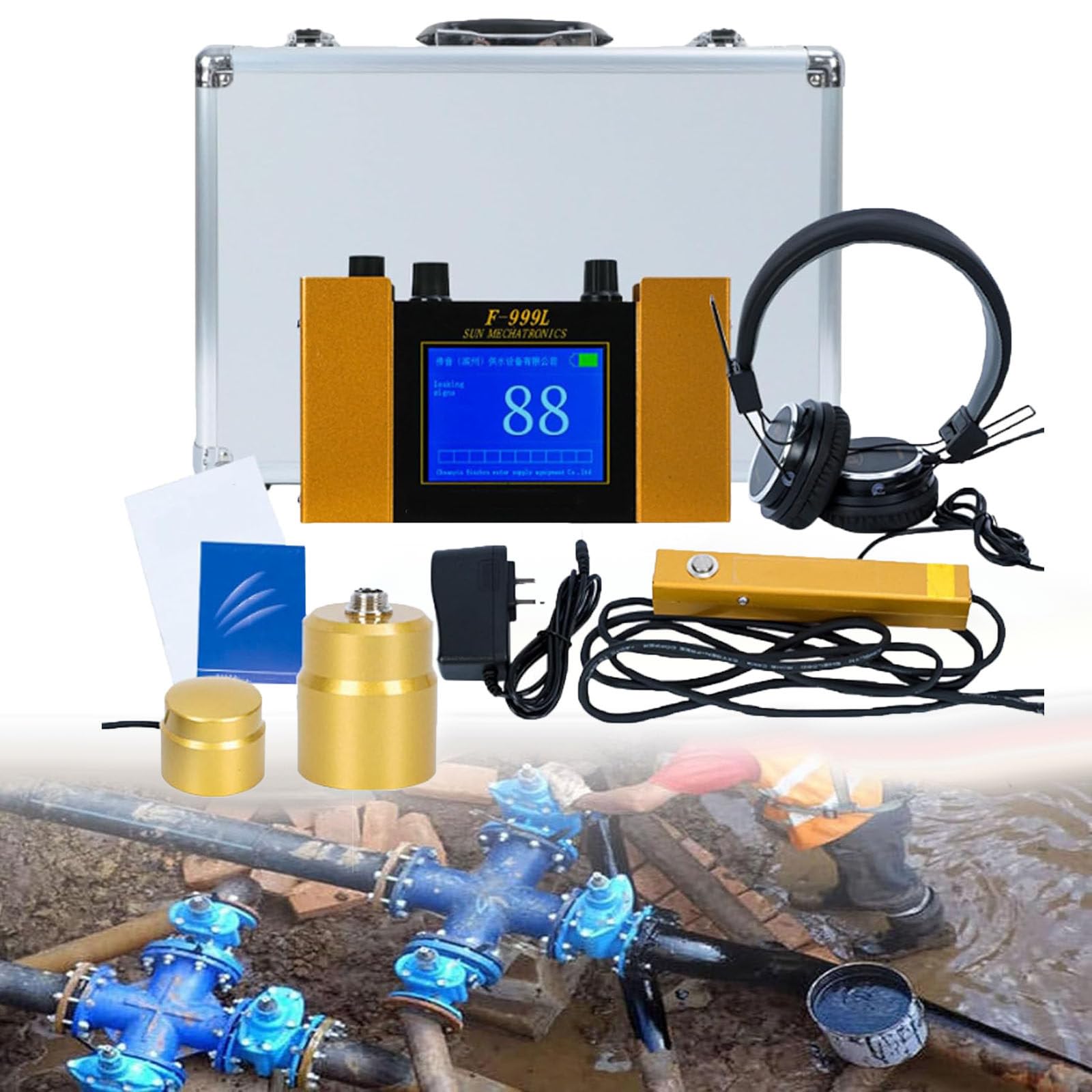 Détecteur de fuite d'eau à ultrasons pour usage domestique et extérieur, localisation des fuites avec technologie de capteur géophone