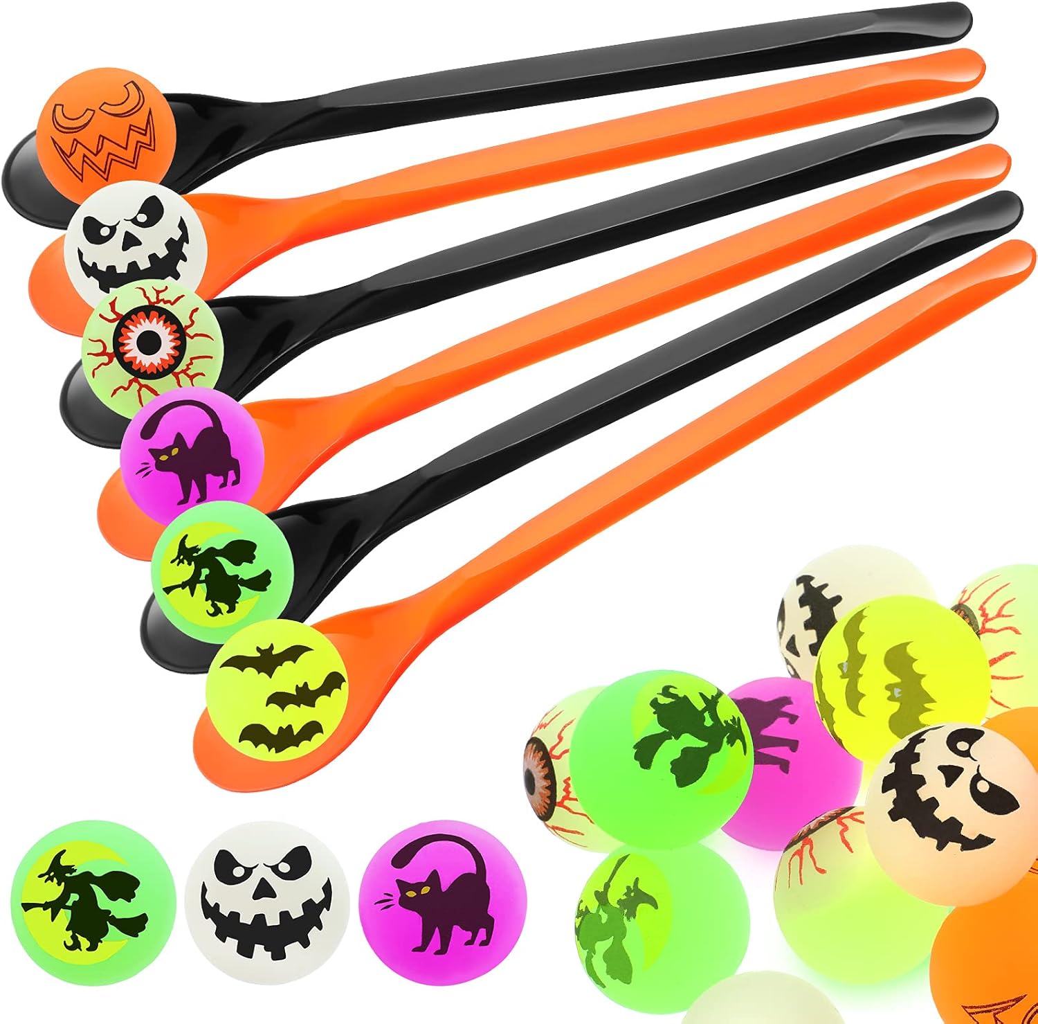 36 Pieces Halloween Egg and Spoon Race Game Set Halloween Spoon