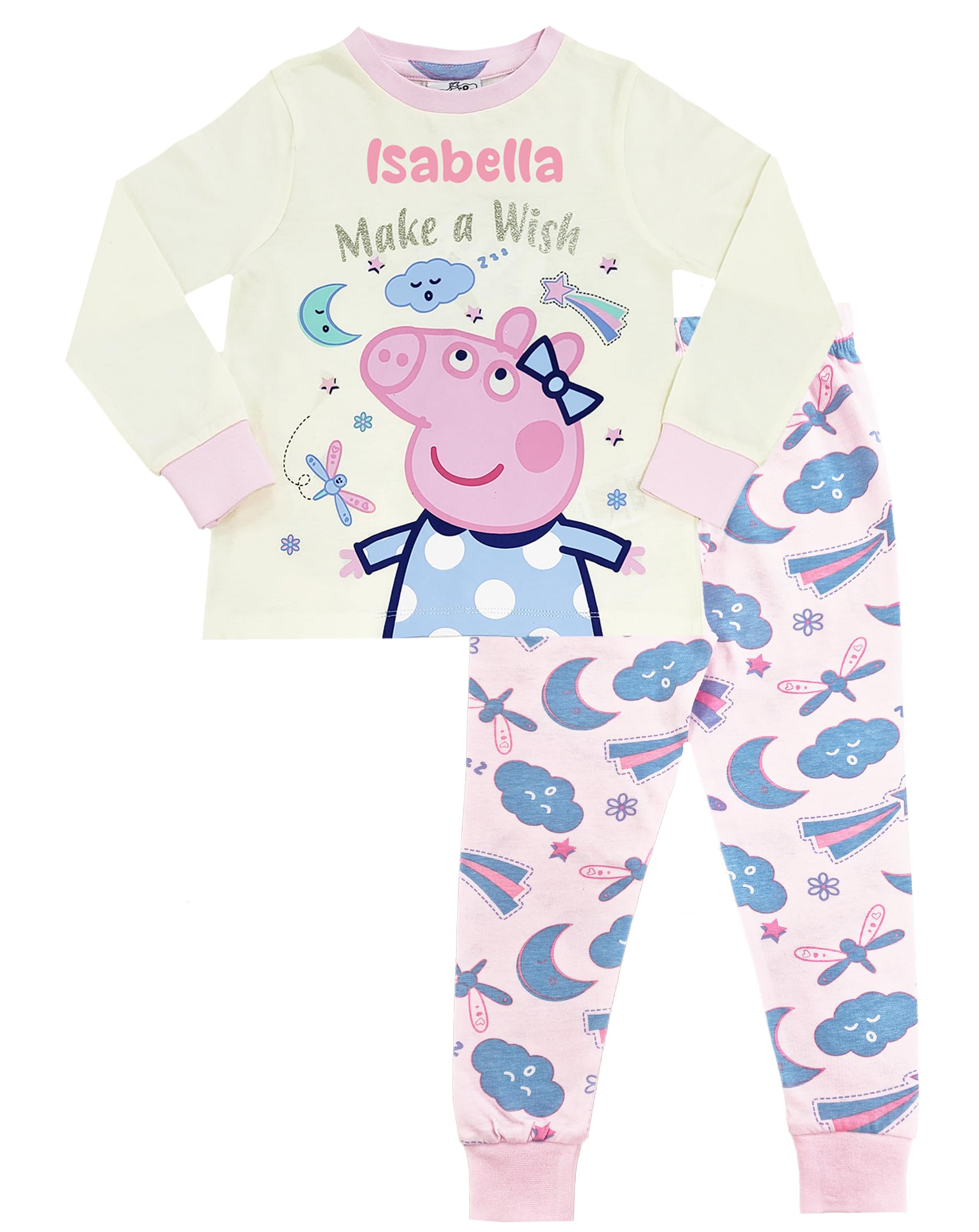 Peppa Pig Girls Personalised - Make A Wish Pyjamas Make A Wish Pjs Nightwear (, 2-3 Years)