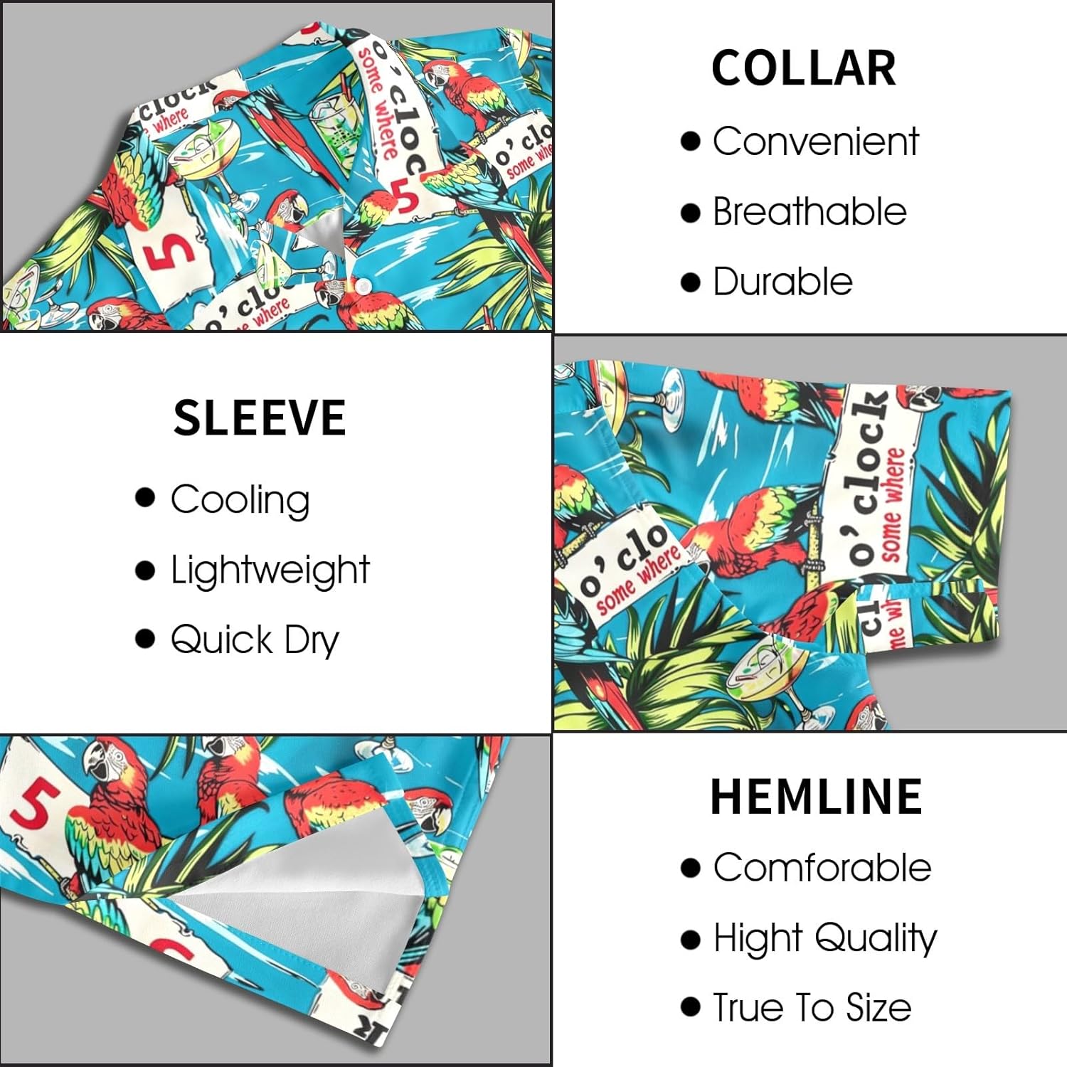 HUGLAZY Hawaiians Shirt for Men Short Sleeves Button Down Beach Shirt Summer Party Outfit - Image 5