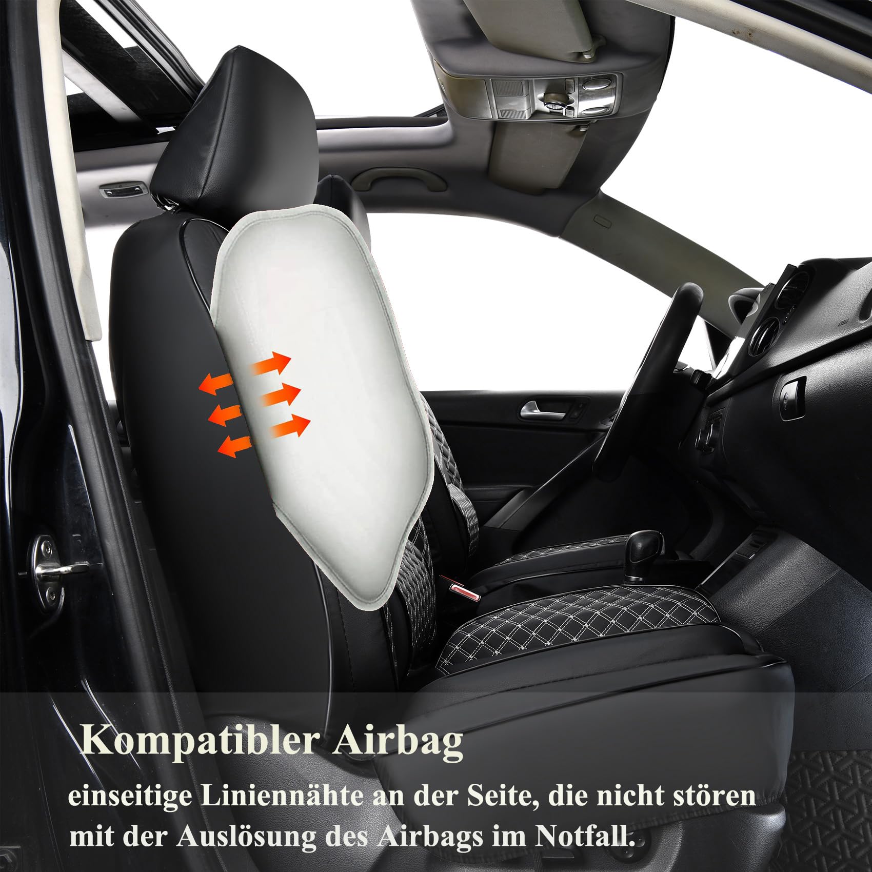 Uniwersalne wodoodporne pokrowce na siedzenia ze skóry Napa, kompletny zestaw, pasuje do Mitsubishi ASX Eclipse Cross L200 Lancer Mirage Outlander Shogun (czarny)