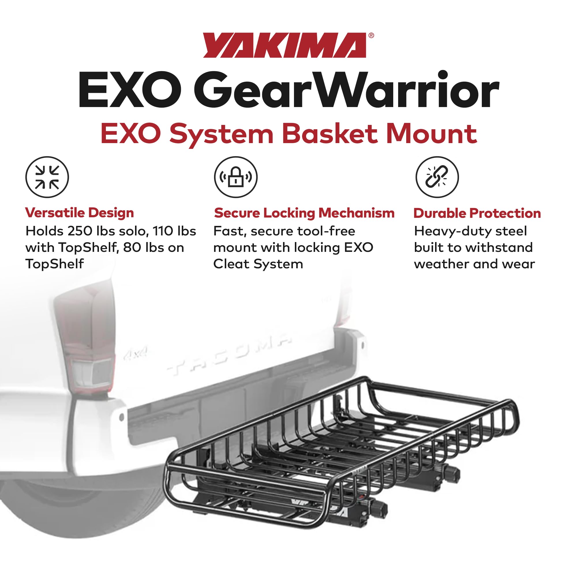 Yakima Cargo Basket Mount Car SUV or Truck Tailgate Carrier for EXO Hitch Rack System Basket Accessory Only — view 2