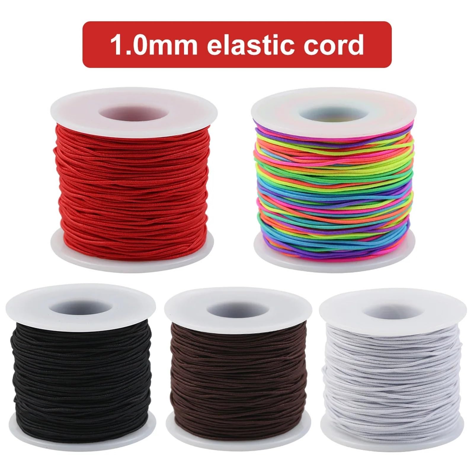 Lot de 10 rouleaux de fil élastique pour bracelets, cordon de perles arc-en-ciel de 1 mm, fil extensible pour la fabrication de bijoux