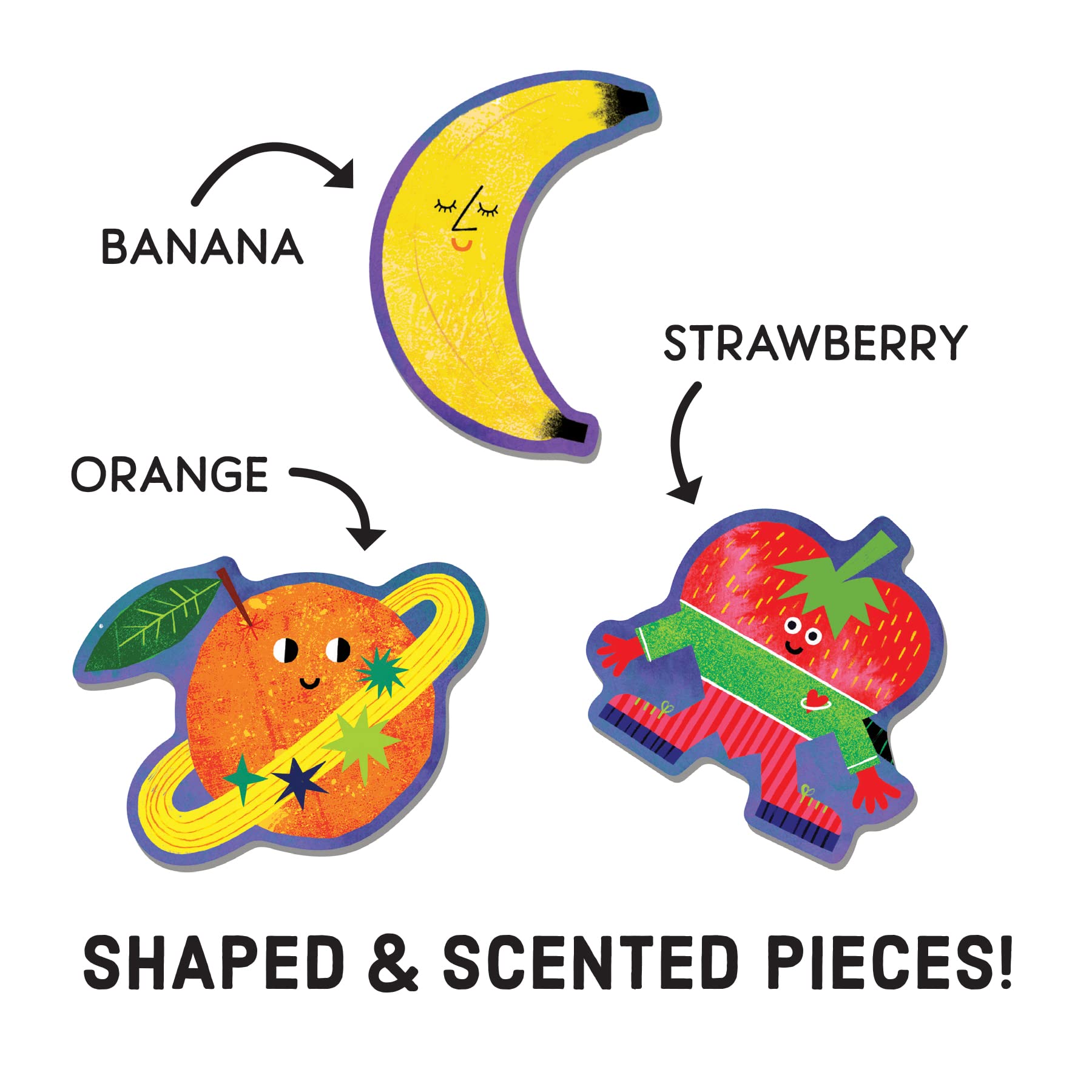 Mudpuppy Cosmic Fruits Scratch and Sniff Puzzle from Mudpuppy - 60 Piece Jigsaw Puzzle with 6 Shaped Pieces, Features Colorful Illustrations, 3 Out of This World Fruity Scents, Ages 4+ - Image 3