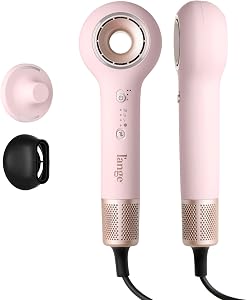 L'ANGE HAIR Axia HaloRing Hair Dryer | Fast-Drying Ionic Blow Dryer for Smooth, Frizz-Free Finish | Professional High-Speed Brushless Motor with 4 Heat Settings (Blush)
