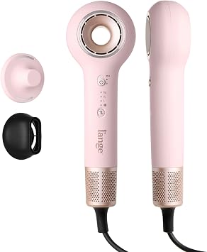L'ANGE HAIR Axia HaloRing Ionic Hair Dryer | High Speed Professional Blow Dryer for Smooth, Frizz-Free Styles | Lightweight Brushless Motor with Concentrator & Wall Mount | 4 Heat Settings | Blush