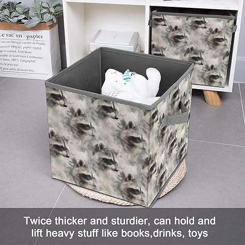 Miniatura 3 de Raccoon Large Lidded Storage Bin Foldable Storage Boxes Cubes Baskets Caddy Clothes Book Toy Organizer Box Basket 10.6in