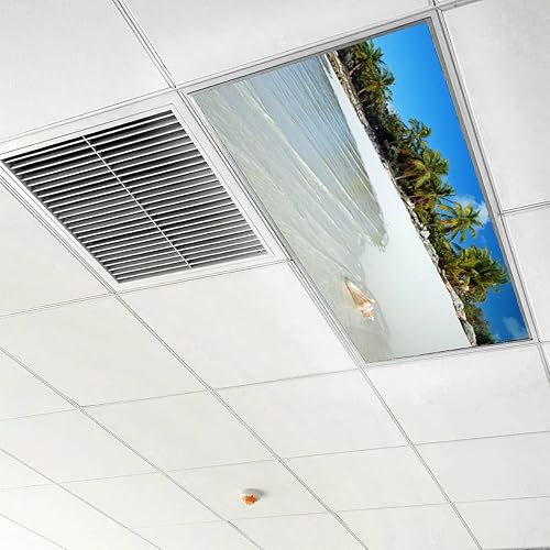 Miniatura 10 de Paquete de 6 cubiertas de luz fluorescente para luz de techo, cubiertas de luz de palmeras para aula, oficina, hogar, cubierta magnética decorativa