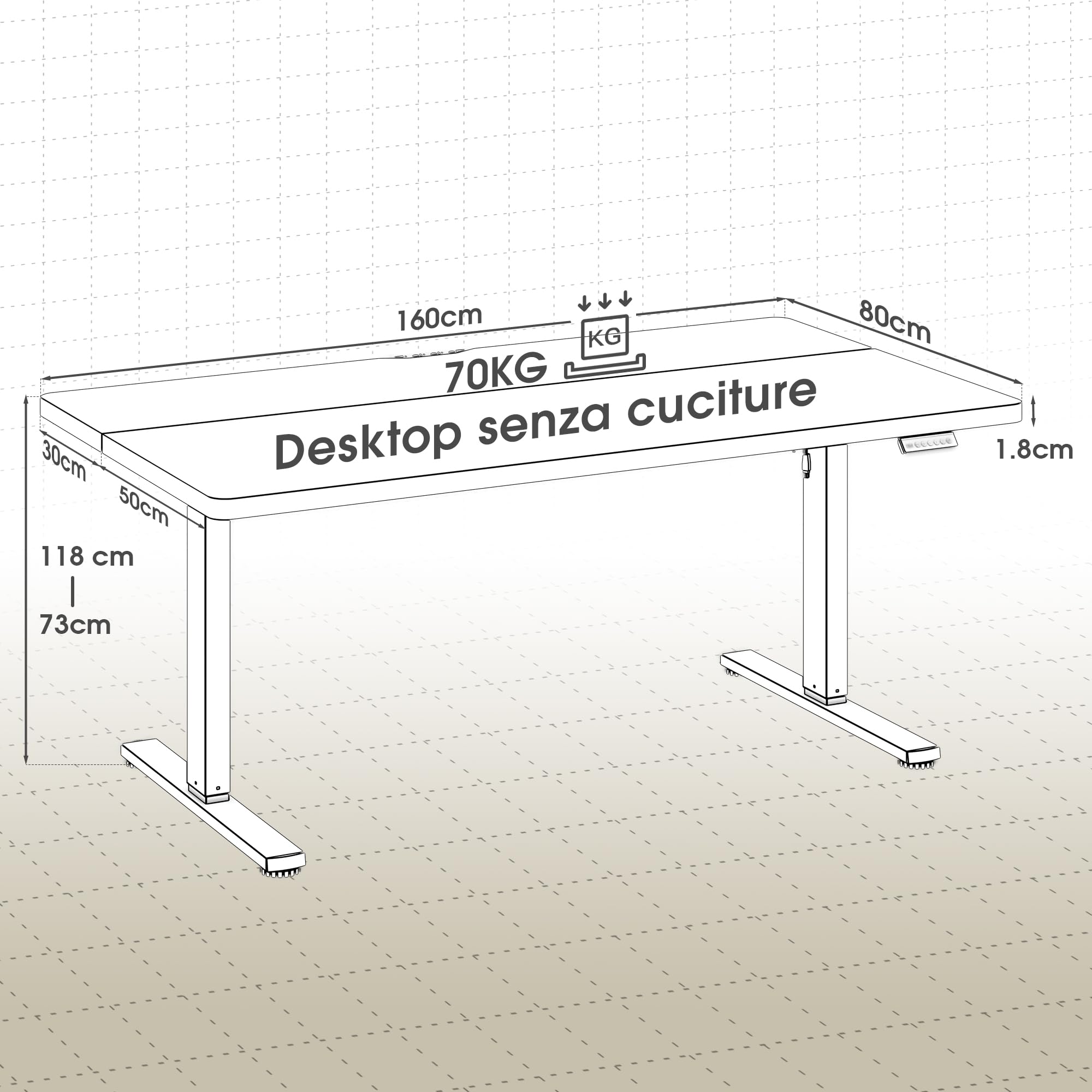 JUMMICO Scrivania Elettrica Regolabile in Altezza con Passacavi,160 x 80 cm Pannello di controllo a 6 tasti con gancio,Scrivania Ergonomica per Casa e Ufficio,Scrivania PC & Standing Desk, Bianca