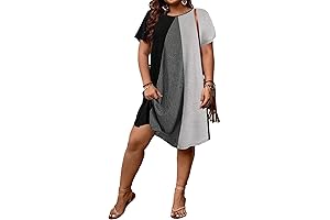Flattering and Comfy Women's Plus Size Color Block Dress