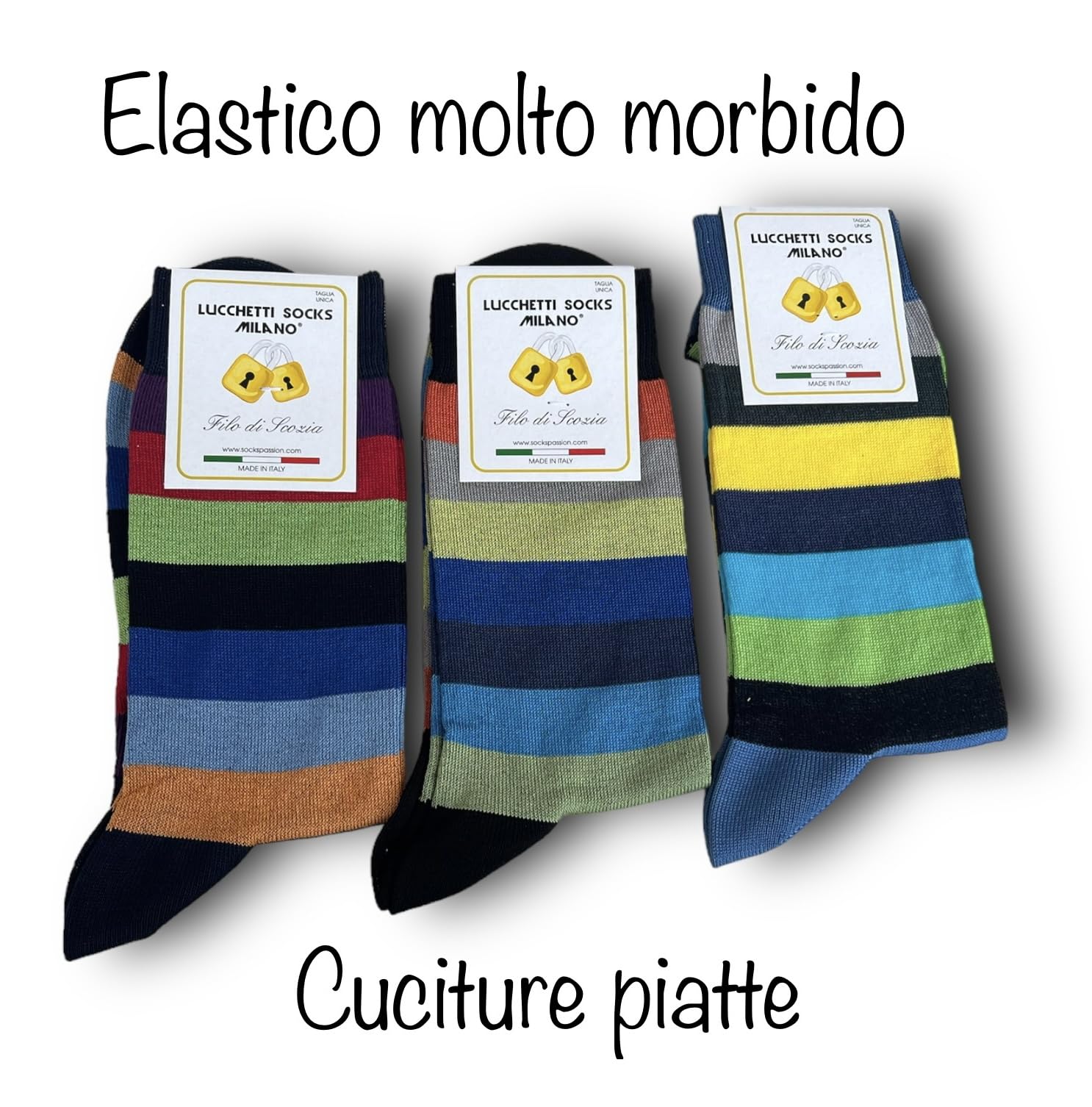 Lucchetti Socks Milano 6 paia calze uomo CORTE cotone filo di scozia elasticizzato estive in fantasia