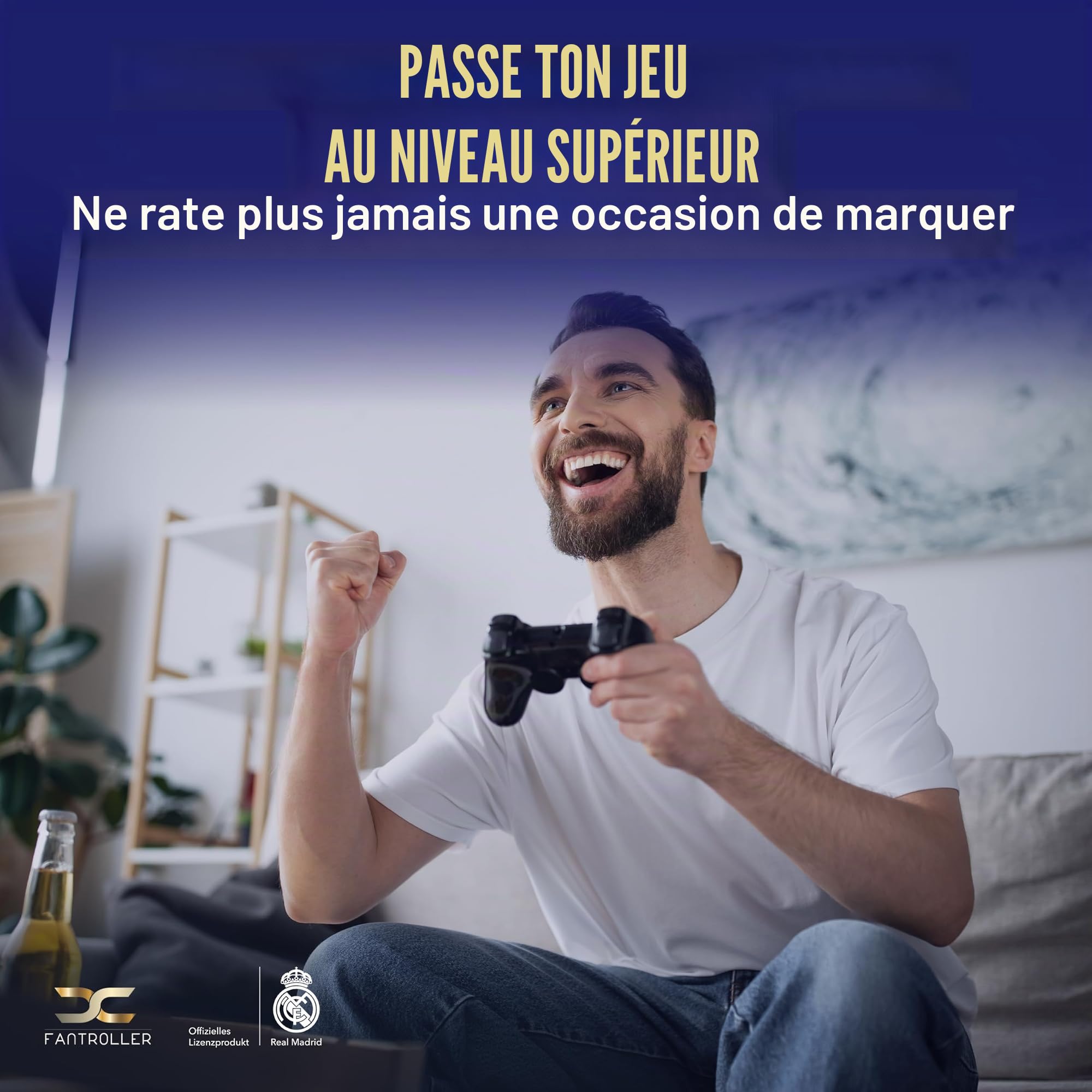 Étui de protection pour manette PS5 au design officiel du Real Madrid pour une protection et une adhérence maximales - Disponible en bleu et blanc