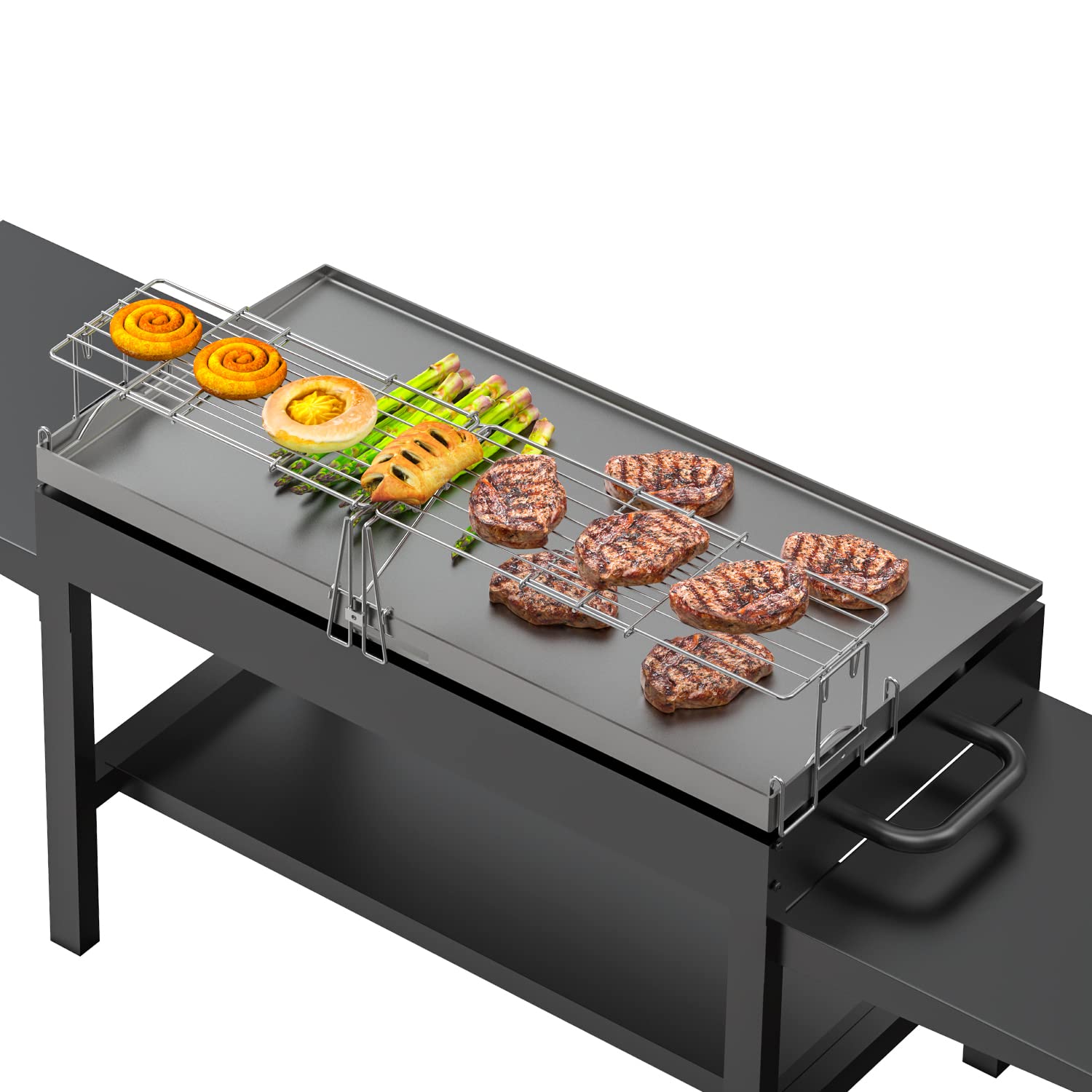 Grillrost-Caddy Für Blackstone Grillplatten – Mit Werkzeughaltern & Papierhandtuchhalter, 71–91 Cm
