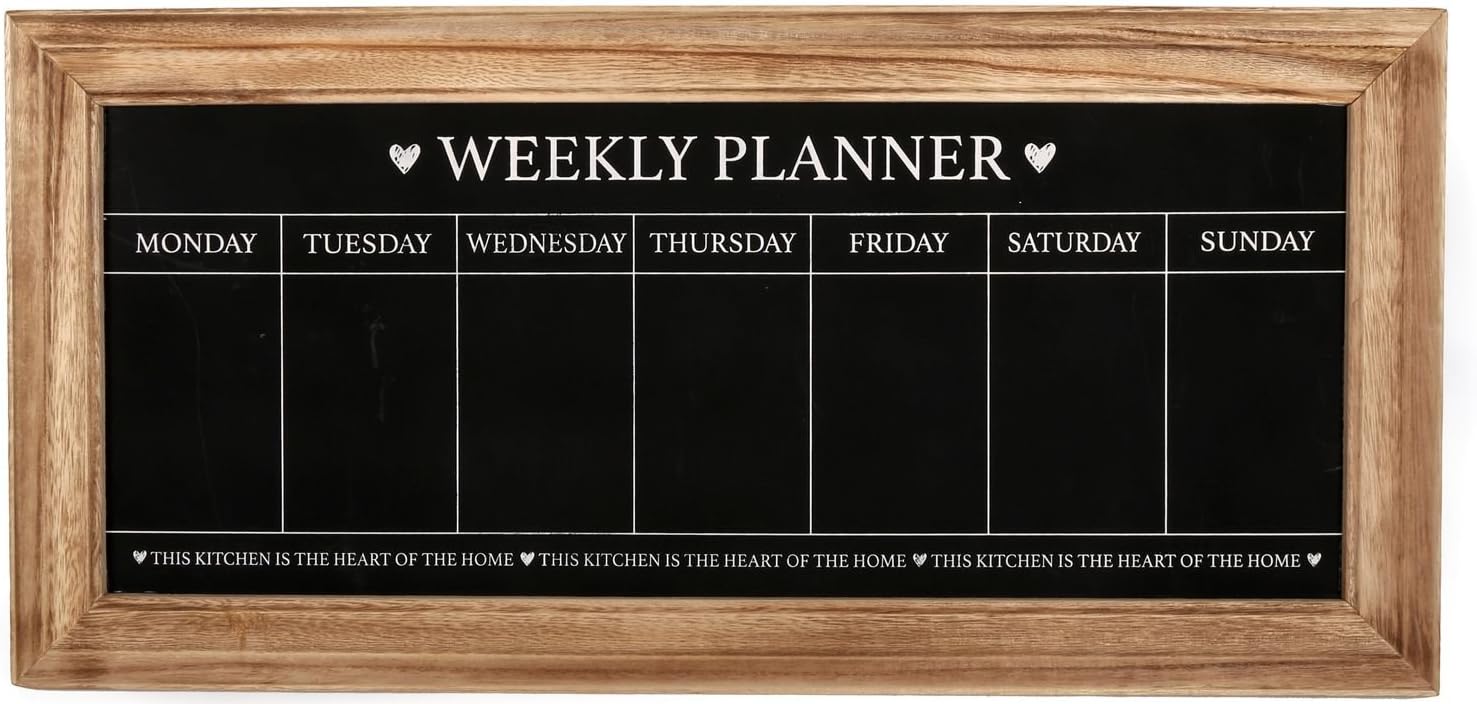 Sila Unique Boutique Shabby Chic Style Weekly Planner Chalkboard, Natural Wooden Frame, Wood, Multicolor, 1