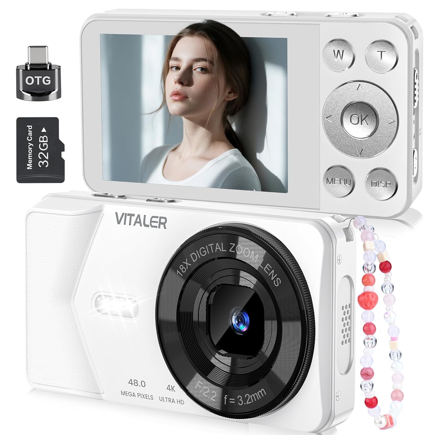 Digital Camera, Autofocus 48MP 4K Camera for Photography with 32GB Card, Portable Compact Point and Shoot Digital Camera for Teens Adult Beginner Kids with Metal Shell, 2000 mAh Battery Digital Camera, Autofocus 48MP 4K Camera for Photography with 32GB Card, Portable Compact Point and Shoot Digital Camera for Teens Adult Beginner Kids with Metal Shell, 2000 mAh Battery