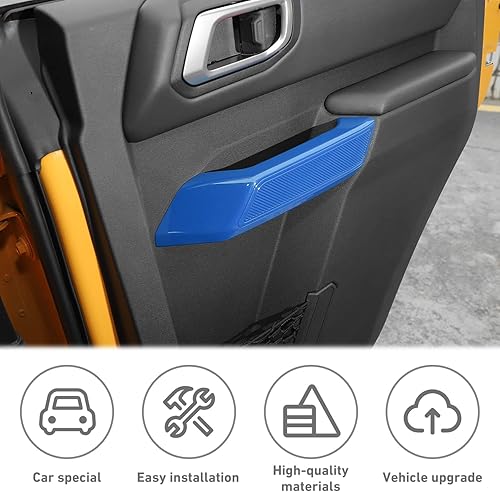 Miniatura 4 de HTHE Funda para manija de puerta de automóvil para Ford Bronco, cubierta interior compatible con Ford Bronco 2021 + 4 puertas (ABS, azul)