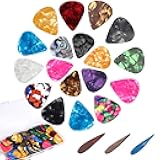 120 Pack Celluloid Guitar Picks with Organizer Storage Box, 0.46 0.71 0.96mm Includes Thin, Medium, Heavy Colorful Guitar Picks for Acoustic Guitar Electric Guitar Bass Ukulele