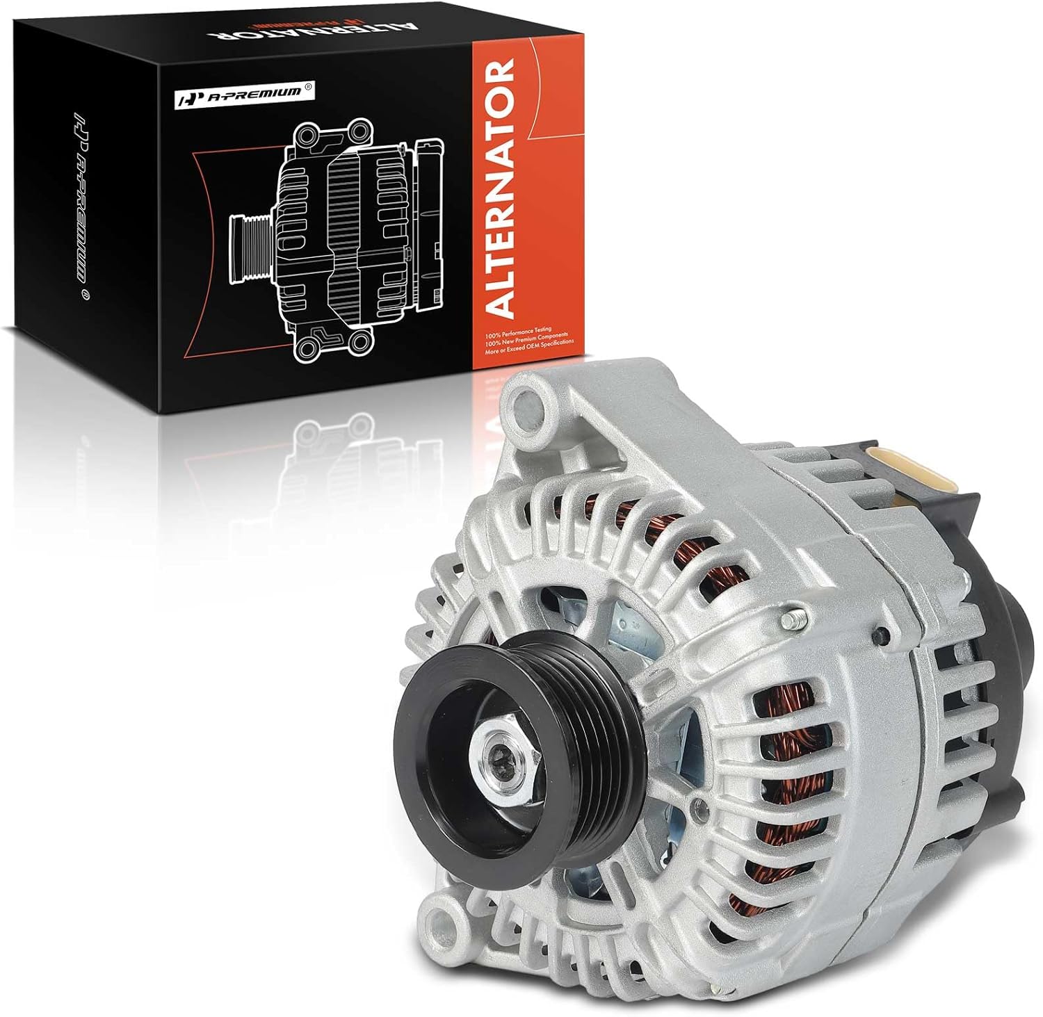 A-Premium Alternator Compatible with Chevrolet Equinox 2005-2006 & Pontiac Torrent 2006, 3.4L, 12V 145A 6-Groove Pulley Clockwise, Replace# 10356804, 10396843