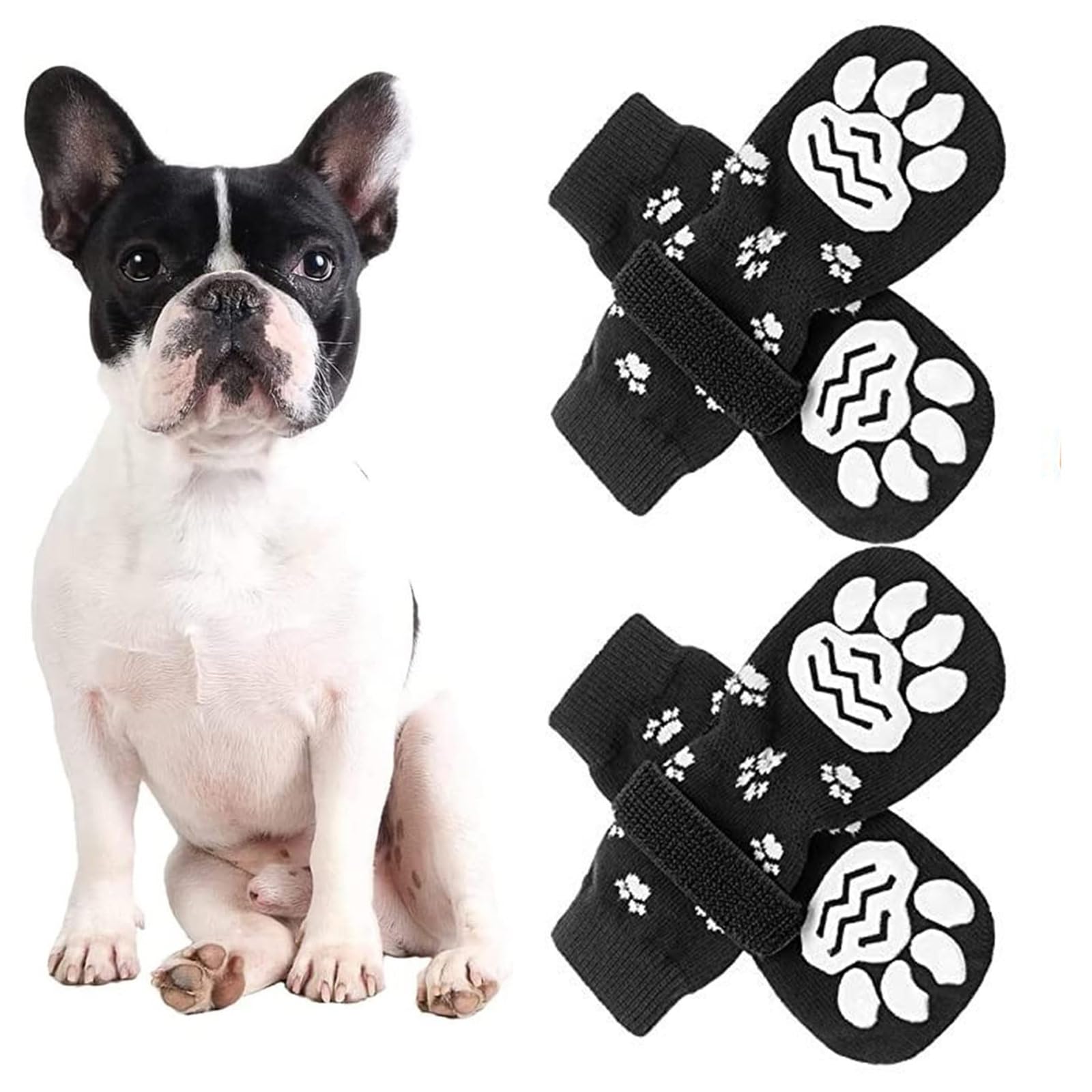 Dog Socks Double Sided Anti-Slip Dog Socks 2 works Adjustable Dog Socks Dog Cat Paw Protector Fit Extra Small to Extra Large Dogs Cats,dog bandages for paws,dog socks with grips
