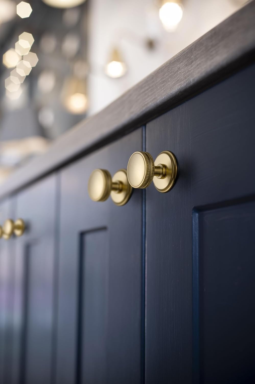 Goo-Ki 6 Pack Cabinet Knobs with Spacer Champagne Bronze Drawer Knobs with Backplate - Single Hole Bar Cabinet Pulls Dresser Handles Zinc Alloy Kitchen Hardware