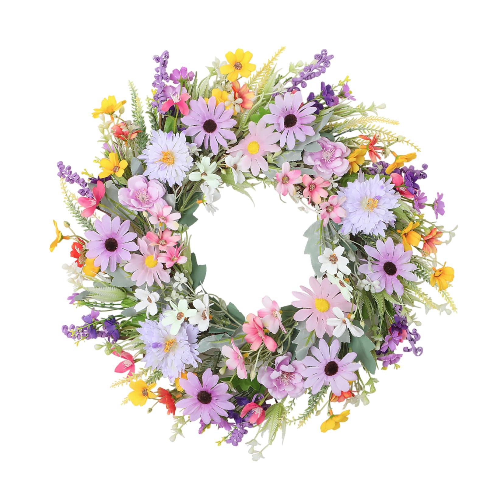 Couronne fleurie de violettes artificielles pour décoration suspendue
