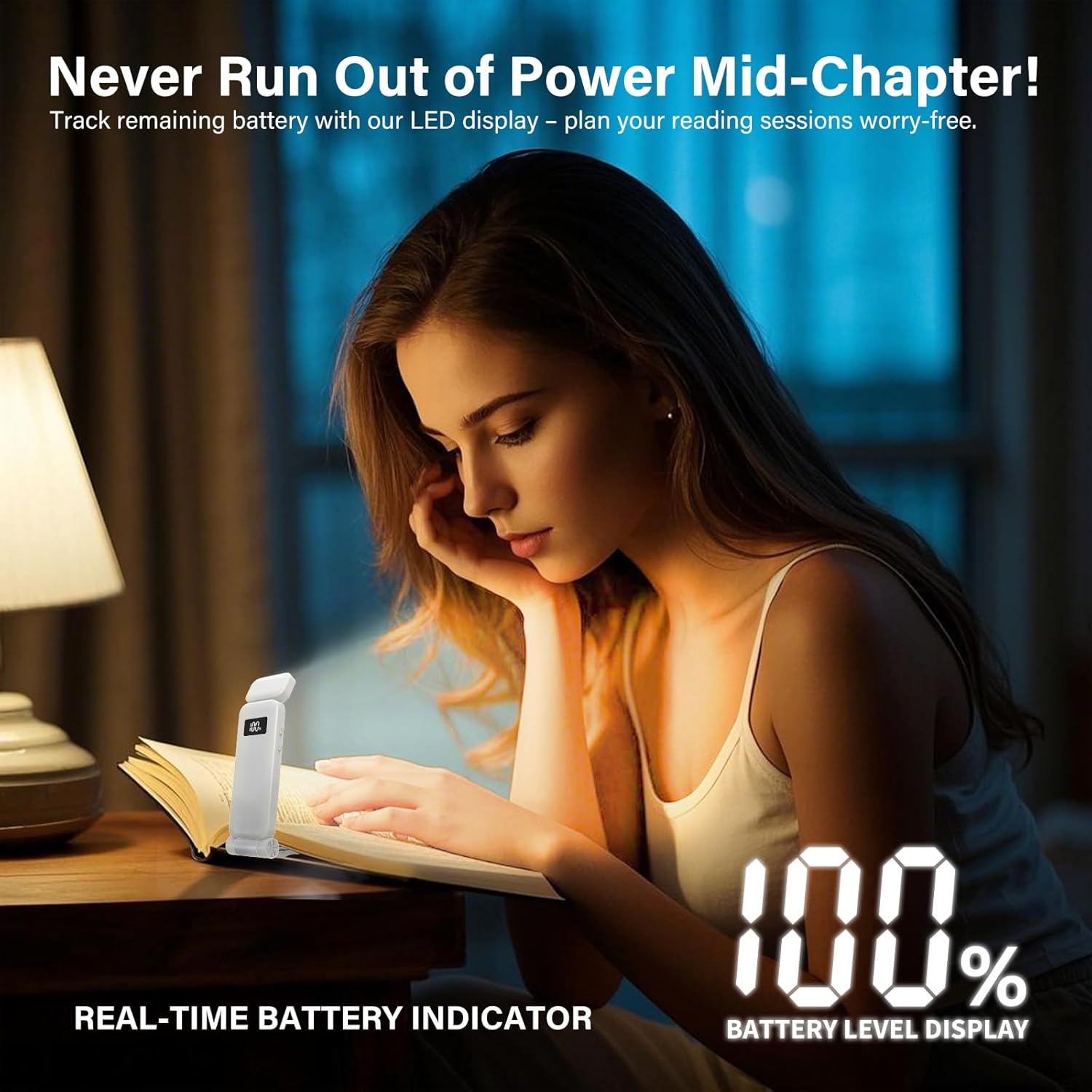 Rechargeable Reading Book Light with Clip & Battery Indicator- 9 Luminescence Mode Book Lamp for Night Reading in Bed, Portable 1.6 Oz Ultralight,Stocking Stuffers for Kids,Book Lovers,White