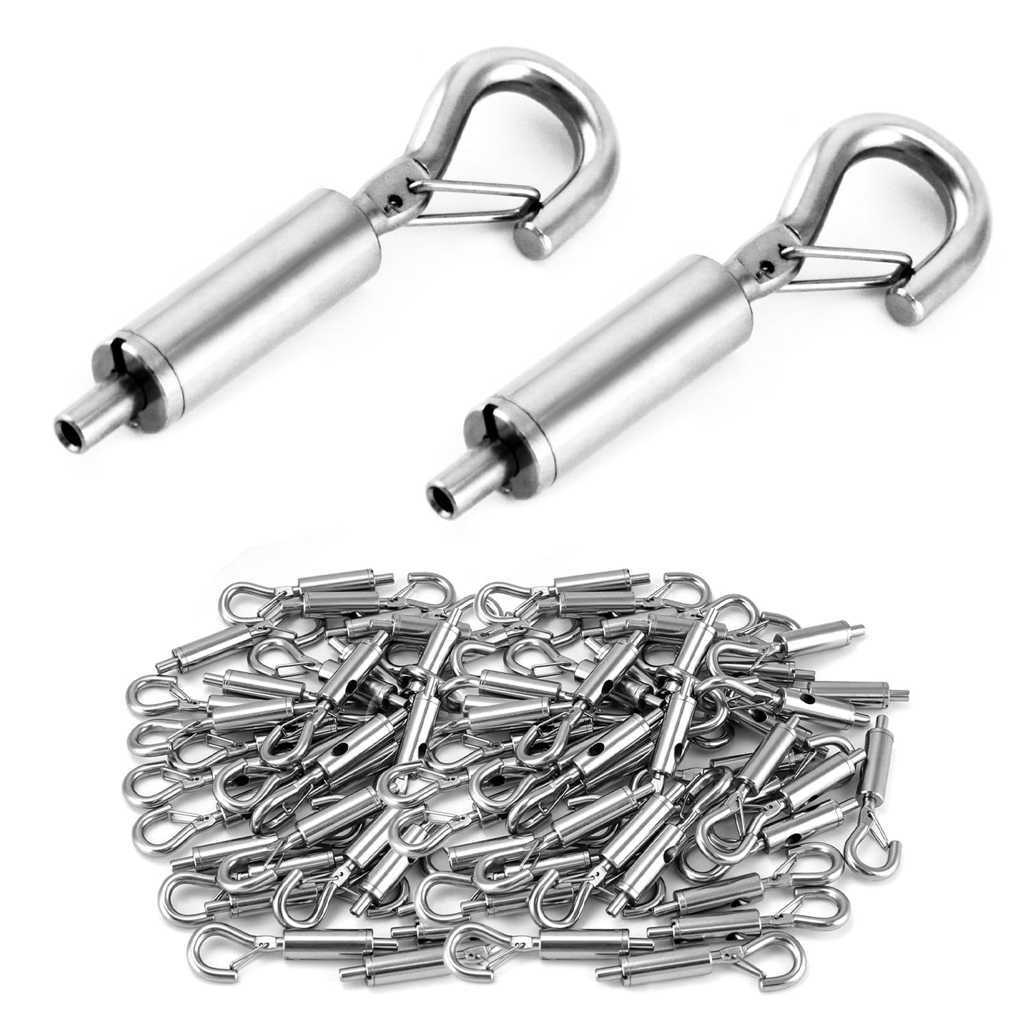 Tendeur à crochet et œillet inox pour câble acier 1/16 3/32 tendeurs portatifs QWORK 80 pièces