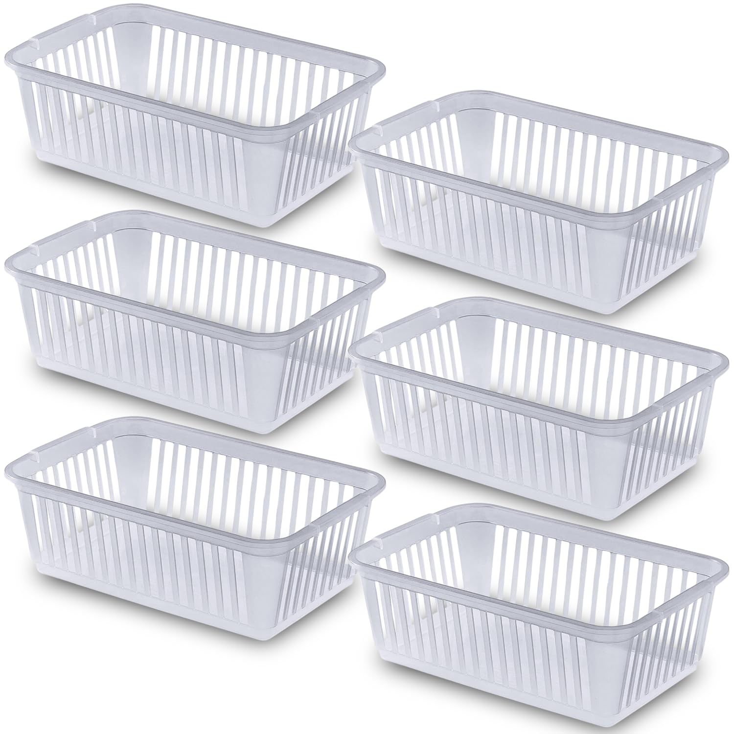 25cm Little Plastic Handy Baskets for kitchen Mini Size Storage Basket (Clear, Pack of 6)