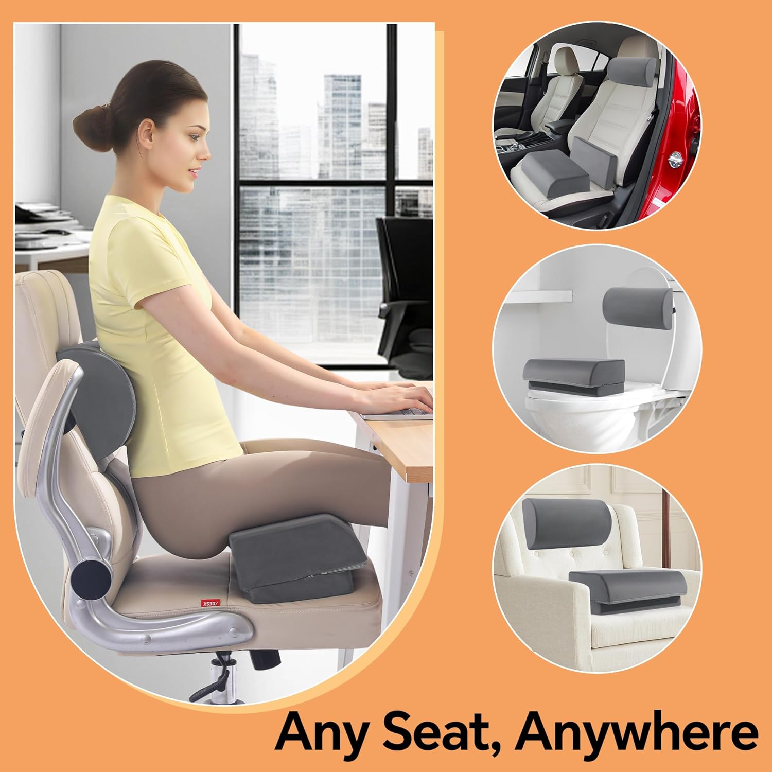 HOMBYS BBL Pillow for Driving After Surgery, Foam Brazilian Butt Lift Recovery Seat Cushion & Backrest Set for Brazilian Butt Lift, Post Surgery Lifting Seat Cushion for Car - Image 4