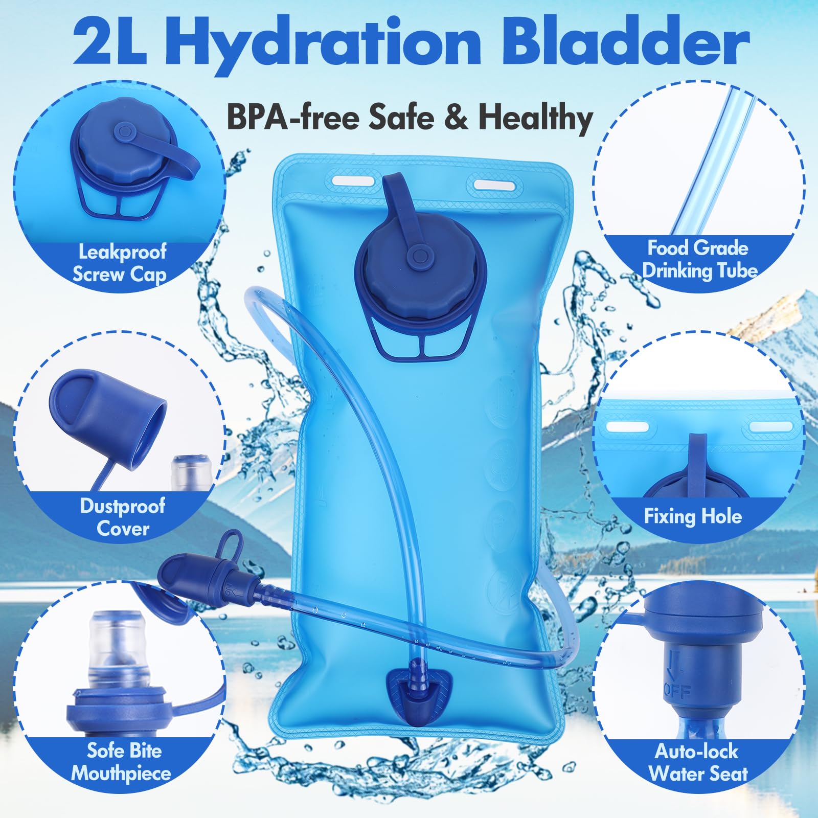 Sac à Dos D'Hydratation 8L Avec Vessie 2L - Pour Course, Vélo, Randonnée Et Sport