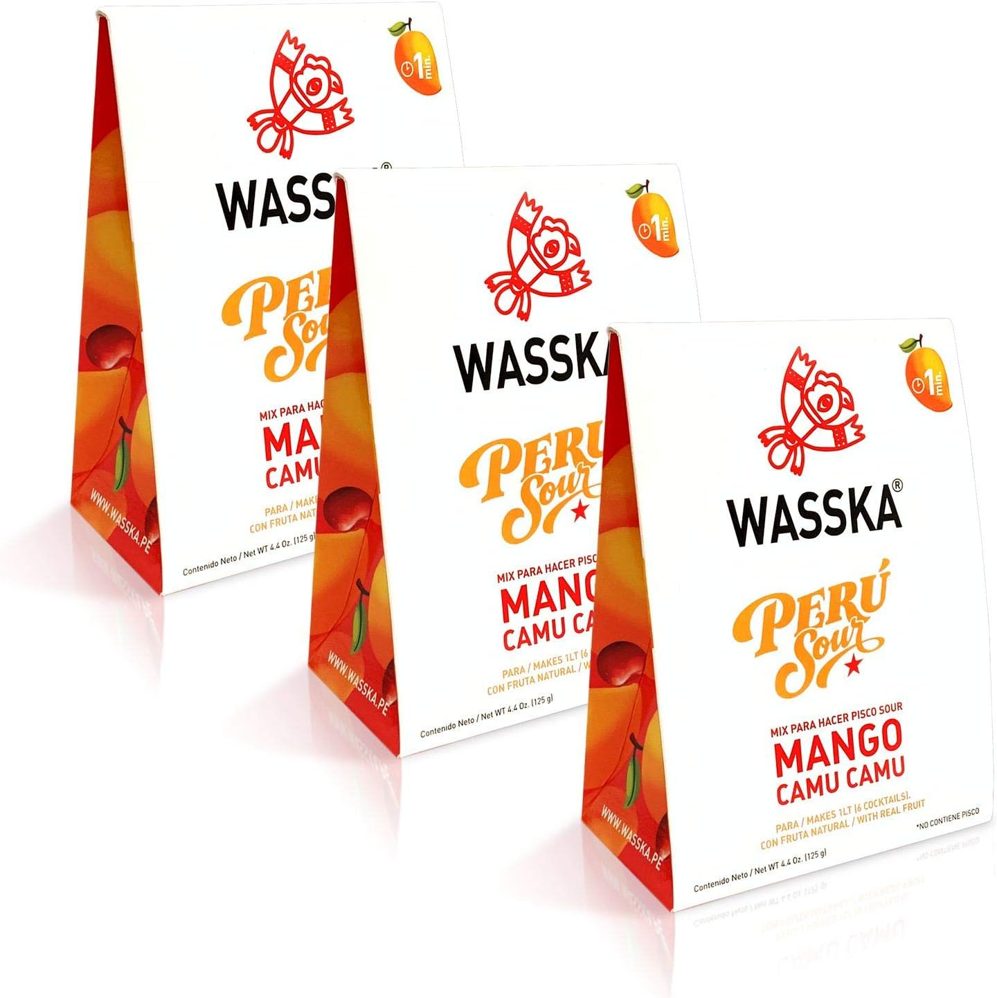 Wasska Pisco Sours - Peruvian Mango Camu Sour 4.4oz 3 Pack
